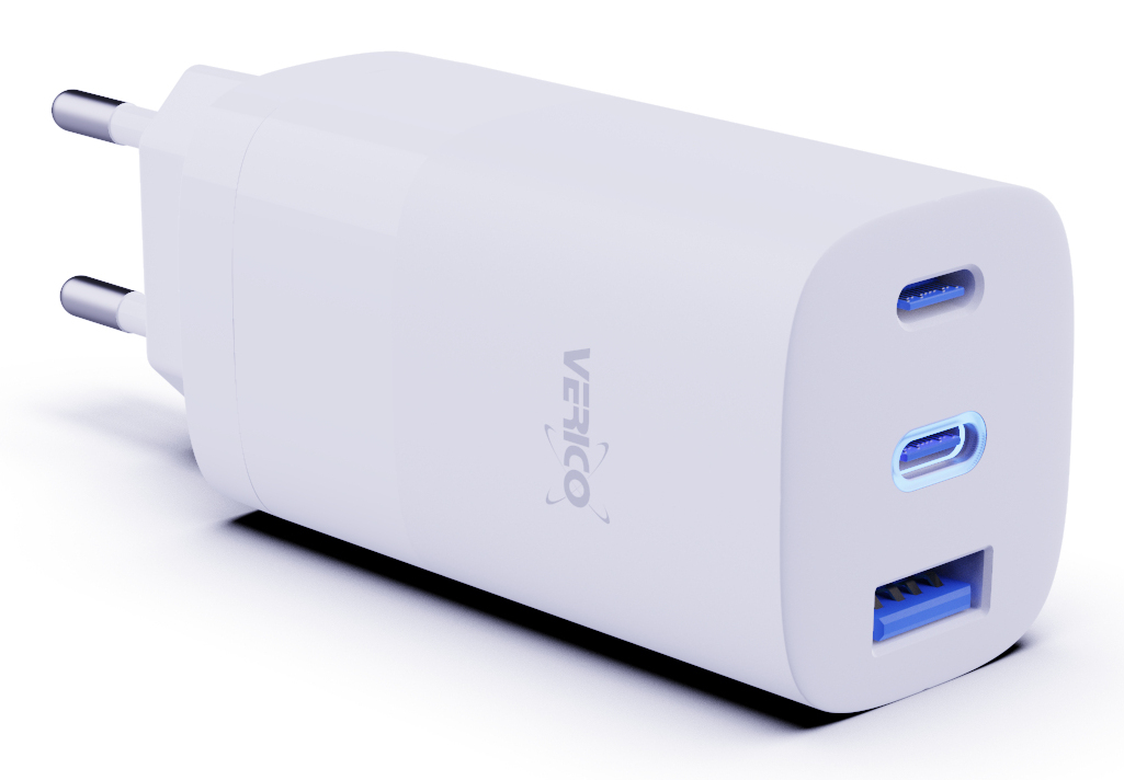 Verico Ladegerät Mojo GaN 65W PD 3-Port USB-A & USB-C WH retail, Ansicht 2