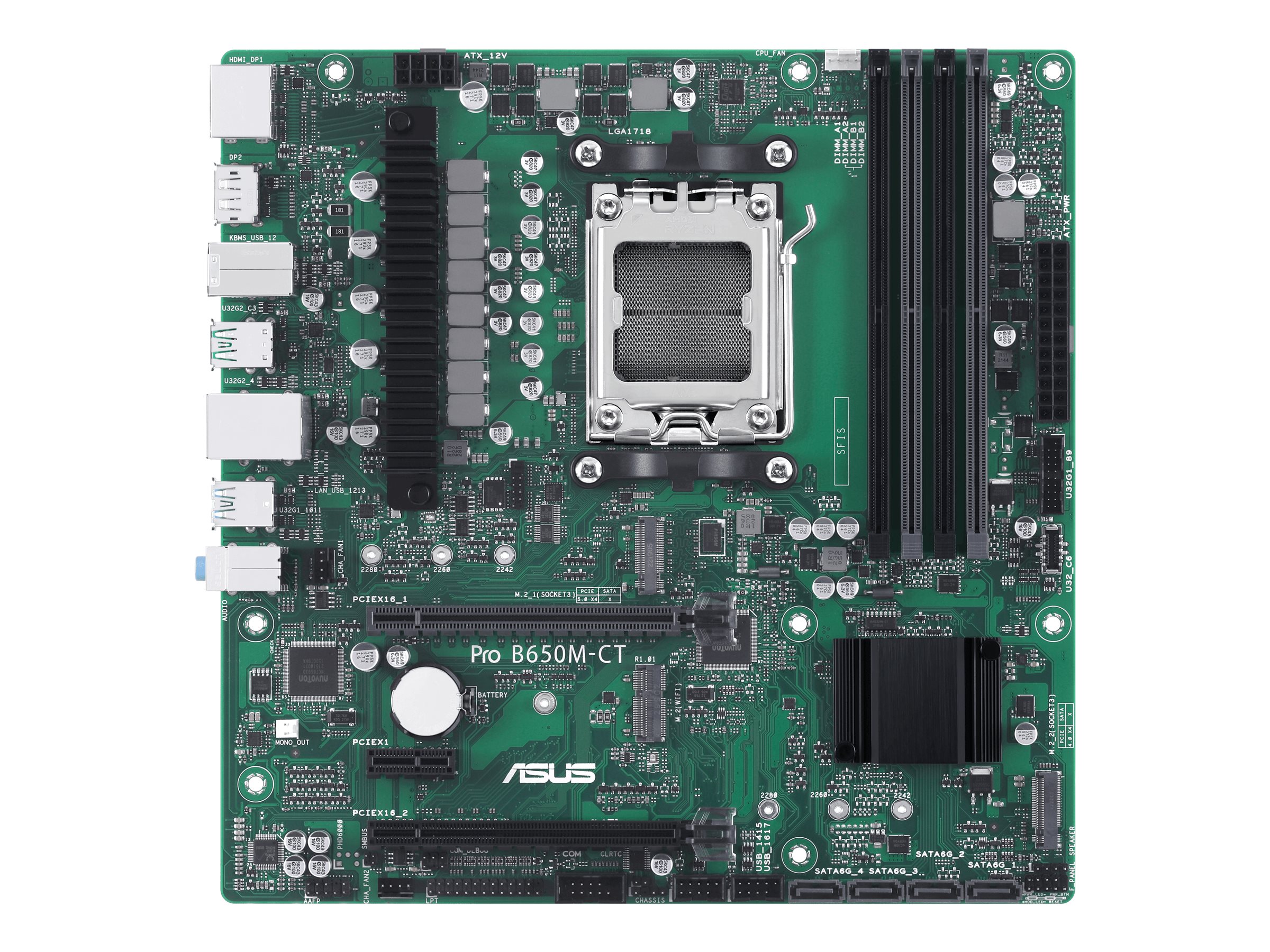 ASUS PRO B650M-CT-CSM - Motherboard - micro ATX - Socket AM5 - AMD B650 Chipsatz - USB-C 3.2 Gen2 USB 3.2 Gen 2 USB 3.2 Gen 1 - Gigabit LAN - Onboard-Grafik (CPU erforderlich)