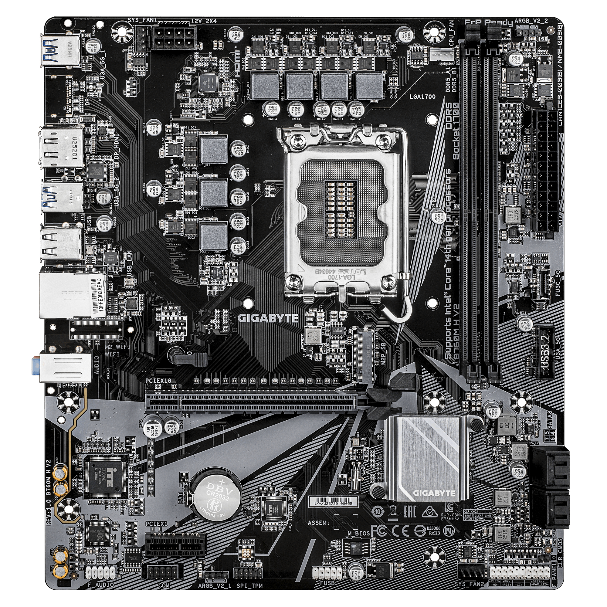 Gigabyte Mainboard GIGABYTE Intel B760 Express LGA1700 Micro-ATX Memory DDR5 Atminties lizdai 2 B760MHV21.0, Ansicht 2
