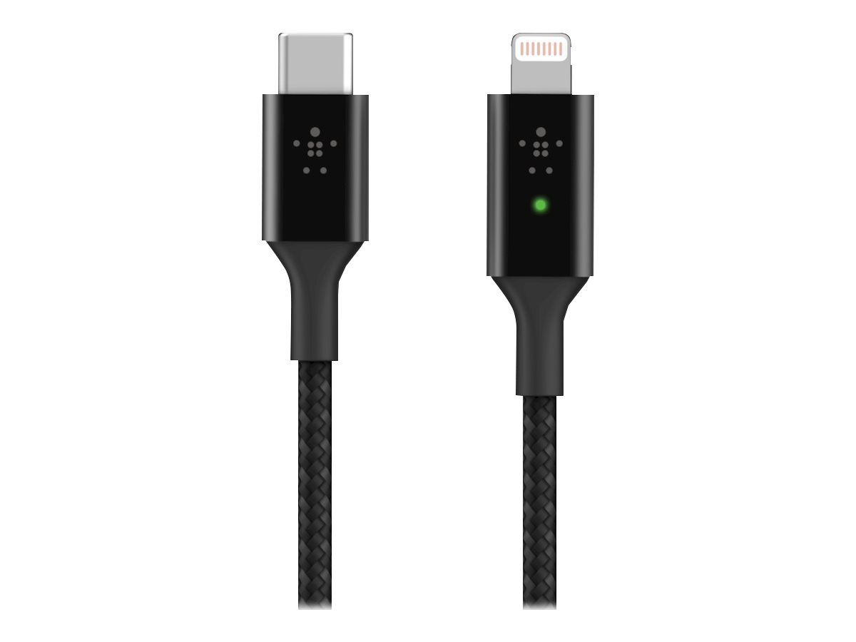 Belkin BOOST CHARGE Smart - Lightning-Kabel - 24 pin USB-C männlich zu Lightning männlich - 1.2 m - Schwarz - unterstützt Stromversorgung