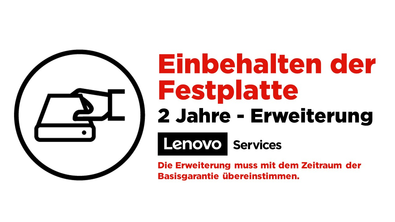 Lenovo 2 Jahre Einbehalten der Festplatte (Erweiterung), 1 Lizenz(en), 2 Jahr(e)