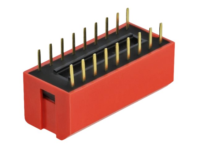 Delock DIP flip switch piano 9-digit 2.54 mm pitch THT vertical - DIP-Schalter - Rot (Packung mit 10)