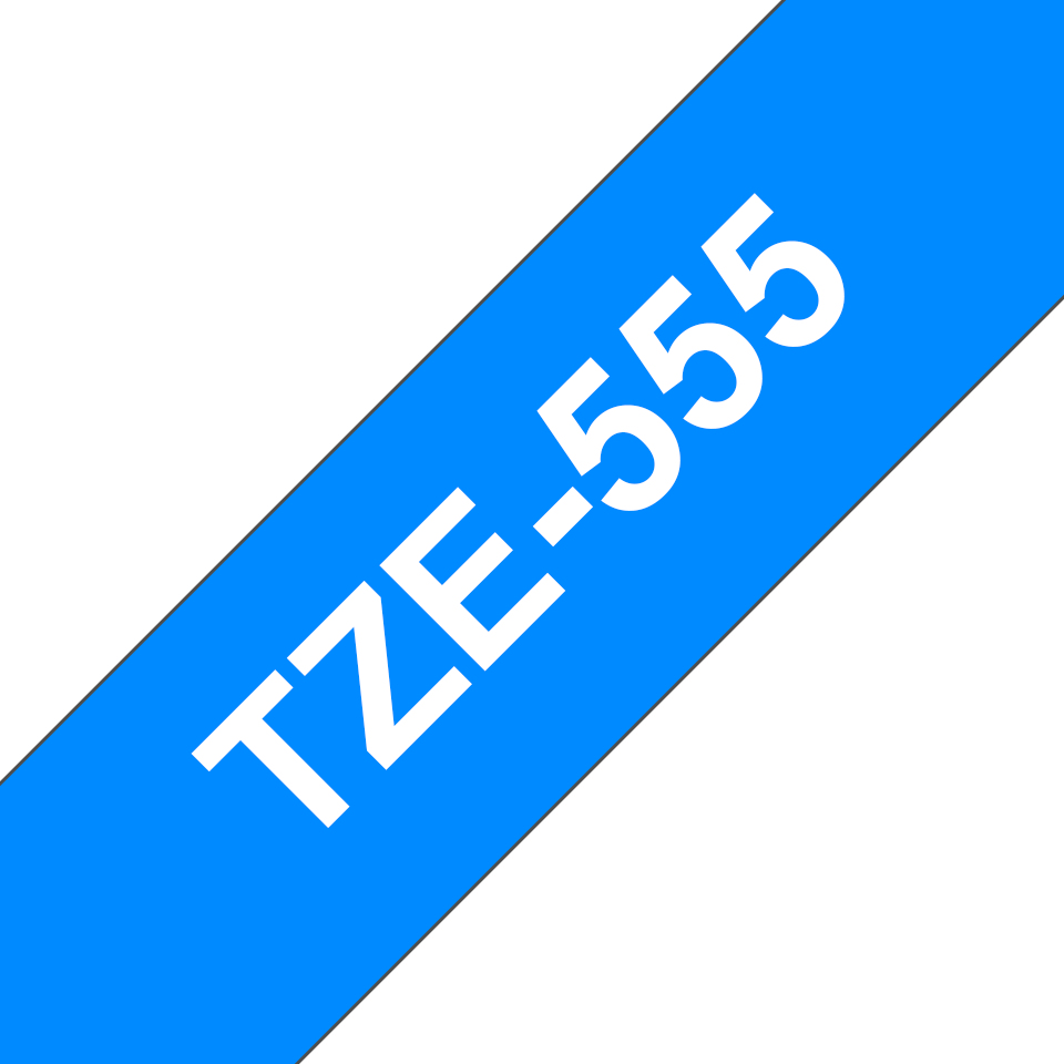 Brother TZe-555 - Weiß auf blau - Rolle (2,4 cm x 8 m), Ansicht 2