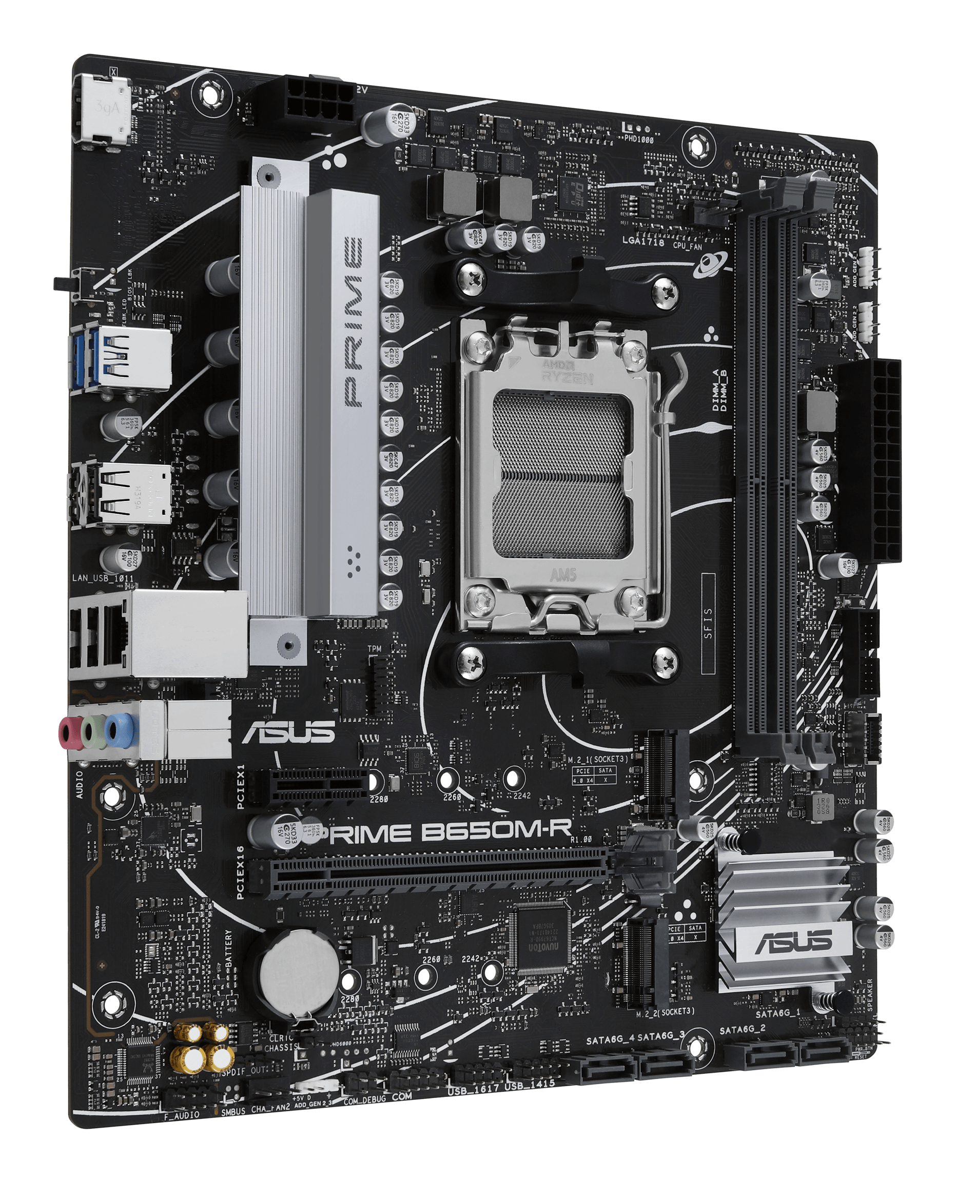 ASUS PRIME B650M-R - Motherboard - micro ATX - Socket AM5 - AMD B650 Chipsatz - USB 3.2 Gen 1, USB-C 3.2 Gen 1, Ansicht 4