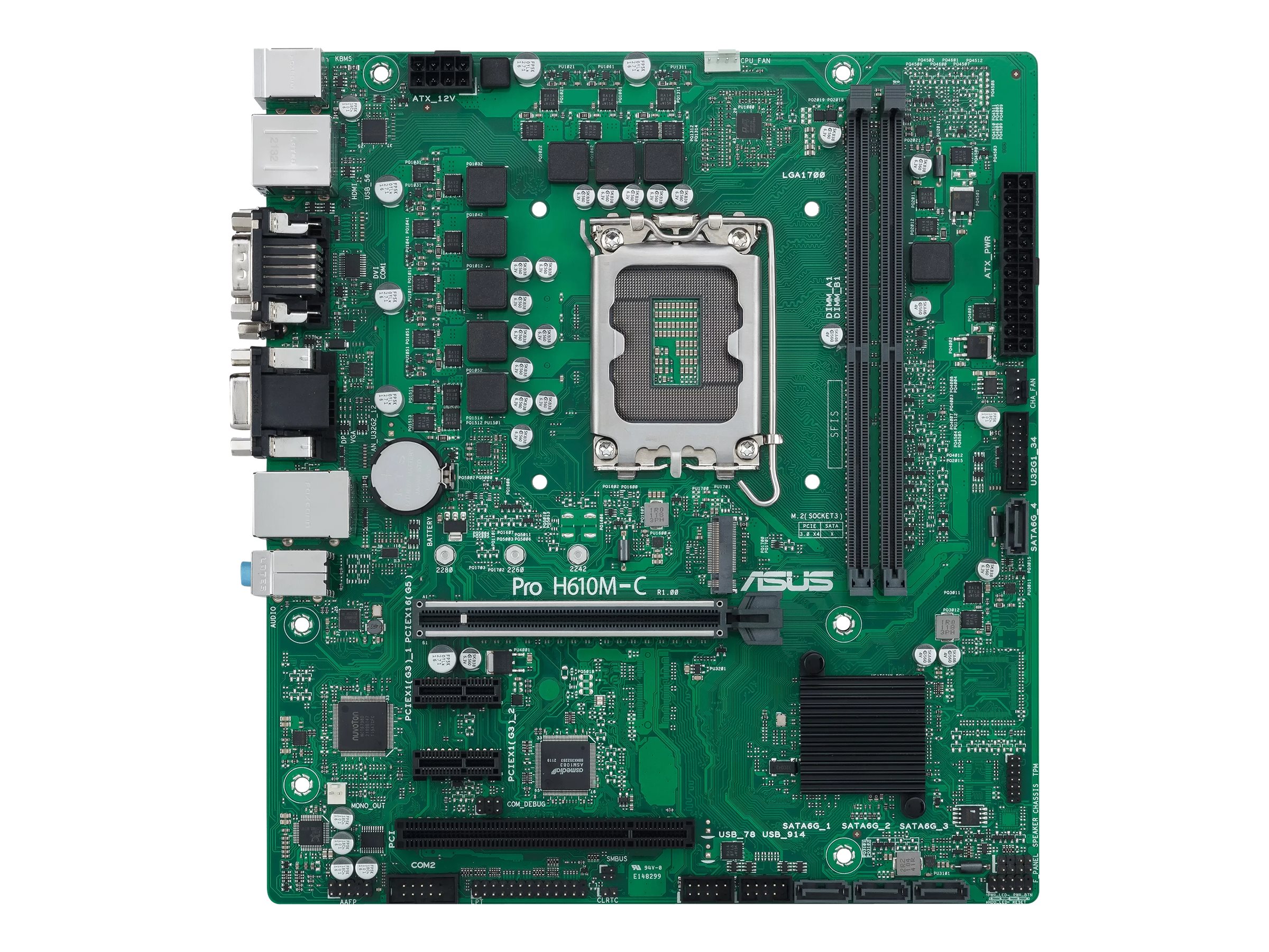 ASUS Pro H610M-C-CSM - Motherboard - micro ATX - LGA1700 Sockel - H610 Chipsatz - USB 3.2 Gen 1, USB 3.2 Gen 2 - Gigabit LAN - Onboard-Grafik (CPU erforderlich)