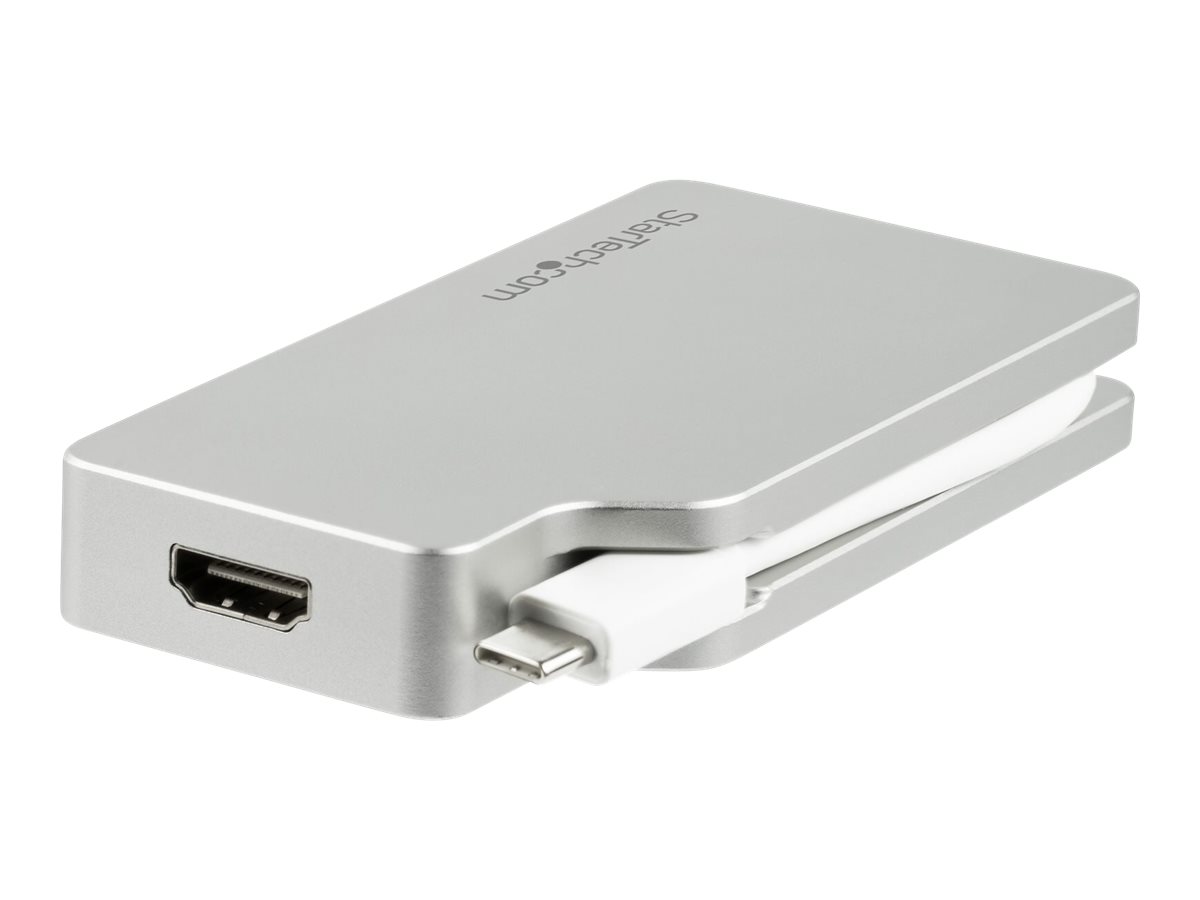 StarTech.com Aluminium Reise A/V Adapter 4-in-1 USB-C auf VGA, DVI, HDMI oder mDP - USB Type-C Adapter - 4K - Videoadapter - USB-C männlich zu HD-15 (VGA)