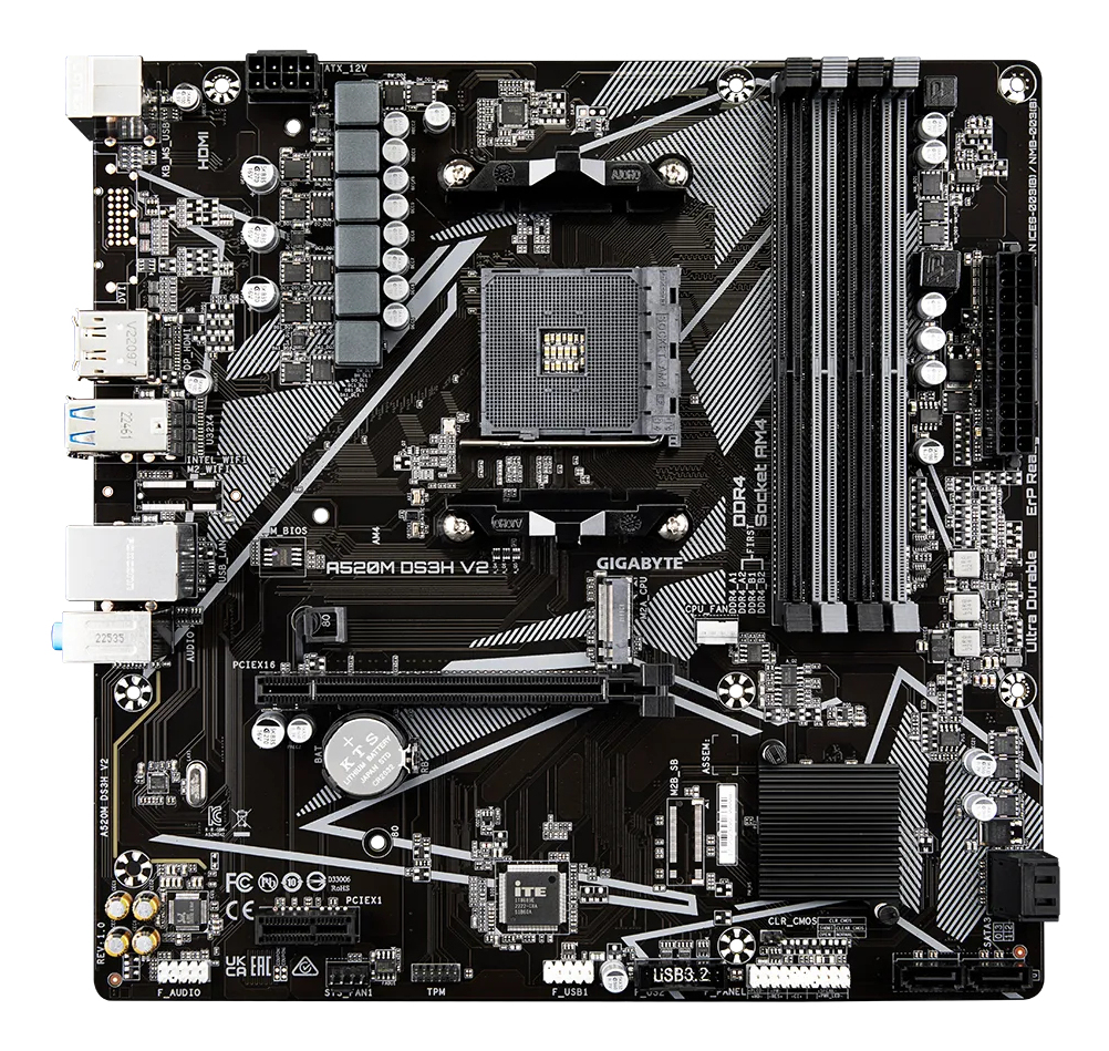 Gigabyte A520M DS3H V2 (rev. 1.0) - mATX - AMD AM4, Ansicht 3