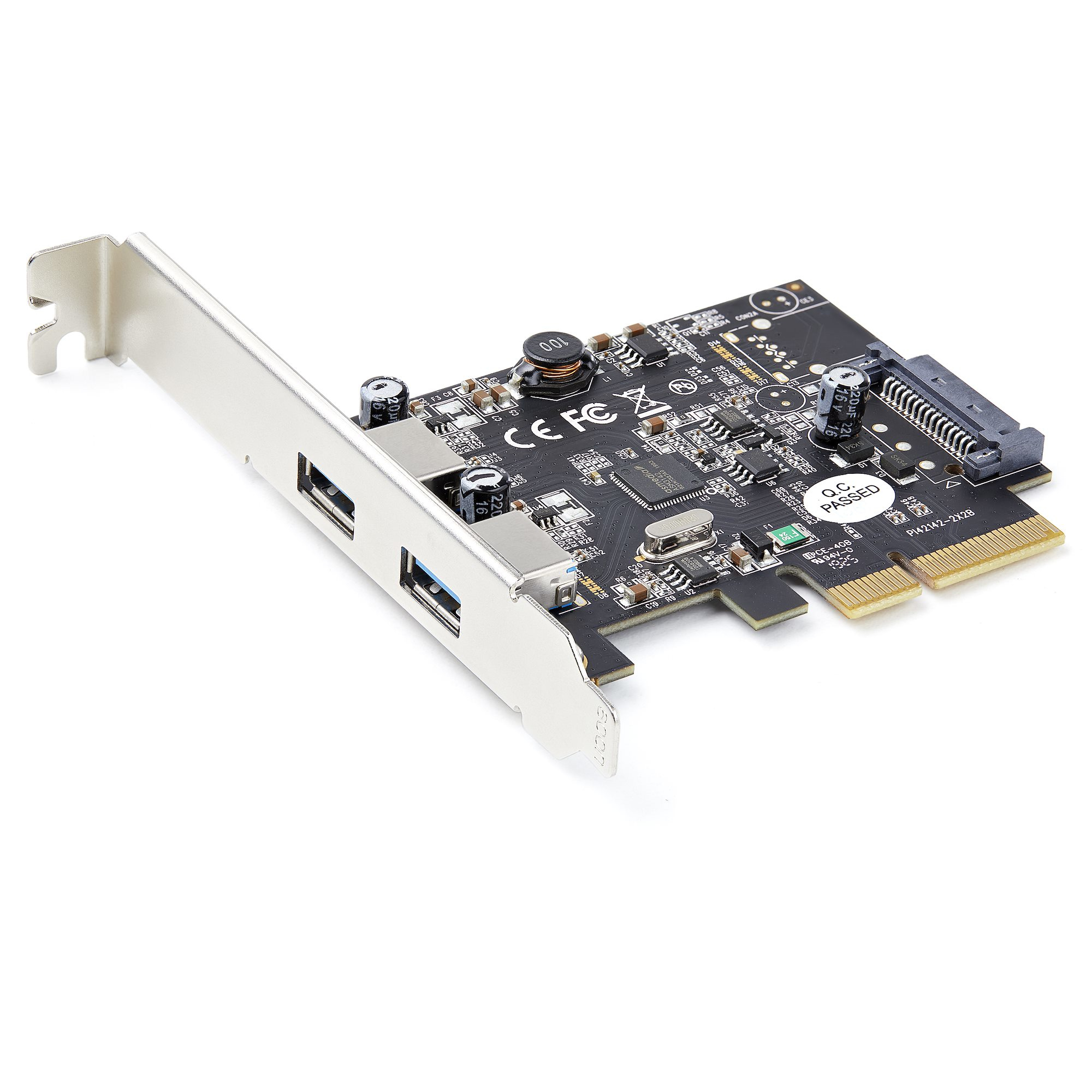 StarTech.com USB PCIe Adapter mit 2 Anschlüssen - 10 Gbit/s/Port - USB 3.2 Gen 2 Typ-A PCI Express 3.0 x2 Host Controller Erweiterungskarte - USB-PCIe-Schnittstellenkarte - Full/Low Profile - Windows &amp; Linux, PCIe, USB 3.2 Gen 2 (3.1 Gen 2), Full-height / Low-profile, PCIe 3.0, SATA 15-Pin, Schwarz