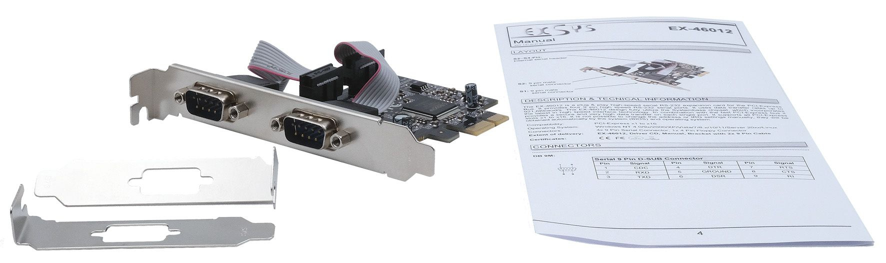 Exsys EX-46012 - PCIe - Seriell - Männlich - RS-232 - Grau - China, Ansicht 3