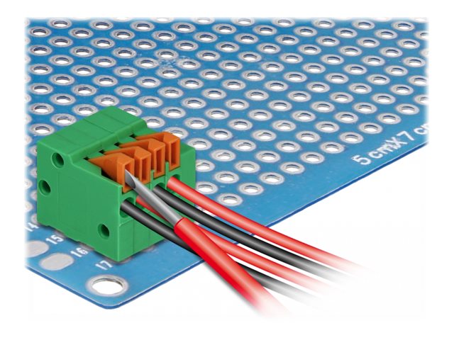 Delock Terminal Block with Push Button for PCB - Termination Block - grün orange (Packung mit 4)