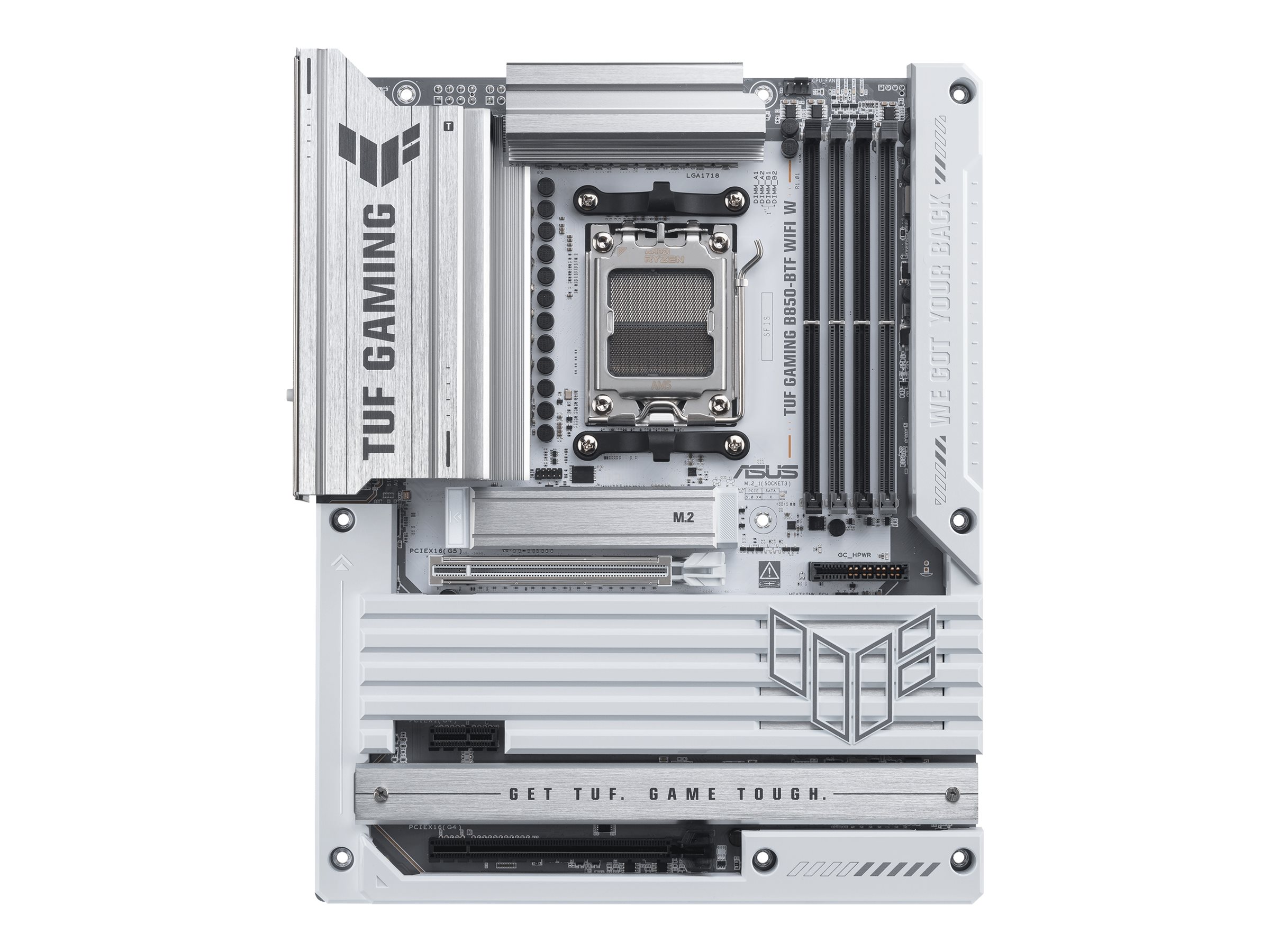 ASUS TUF GAMING B850-BTF WIFI W - Motherboard - ATX - Socket AM5 - AMD B850 Chipsatz - USB-C 3.2 Gen 2x2, USB-C 3.2 Gen2, USB 3.2 Gen 2, USB 3.2 Gen 1, USB4 - Wi-Fi 7, 2.5 Gigabit LAN, Bluetooth - Onboard-Grafik (CPU erforderlich)
