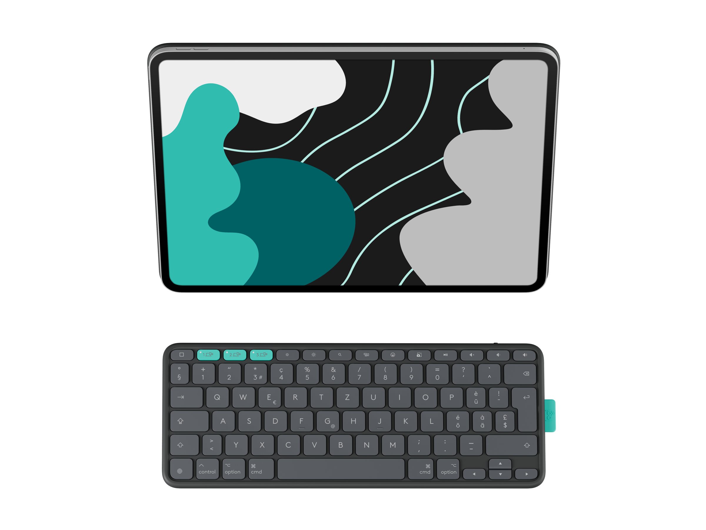 Logitech Flip Folio - Tastatur und Foliohülle - full size - kabellos - Bluetooth 5.1 LE - QWERTZ - Schweizerisch - Graphite - für Apple 13-inch iPad Air (M2, M3)