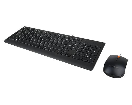 Lenovo 300 - Volle Größe (100%) - Kabelgebunden - USB - Schwarz - Maus enthalten - TL: US, QWERTY, Ansicht 3