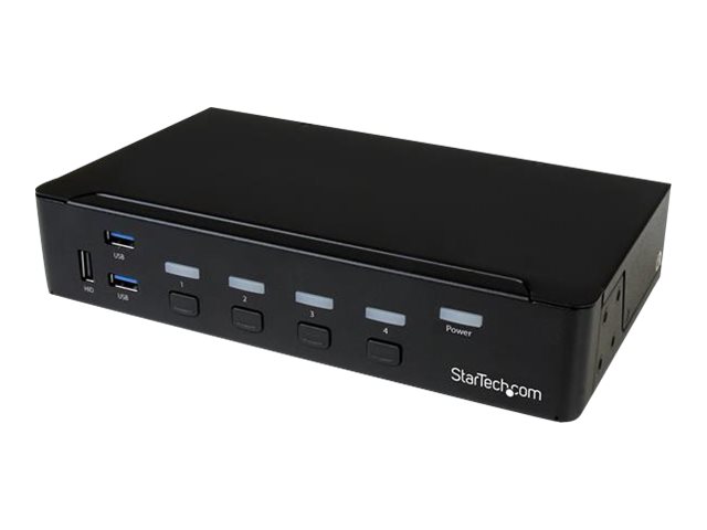 StarTech.com 4 Port DisplayPort KVM Switch - DP KVM Umschalter mit USB 3.0 Hub - 4K 30Hz - KVM-/USB-Switch - 4 x KVM/Audio/USB + 3 x SuperSpeed USB - 1 lokaler Benutzer