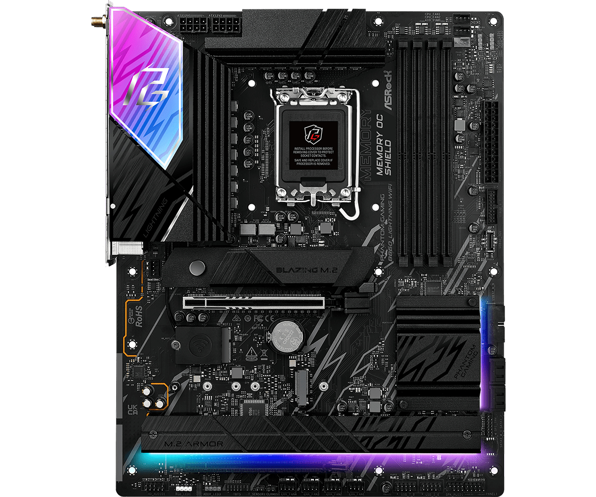 ASRock Phantom Gaming B860 LIGHTNING WiFi - Motherboard - ATX - LGA1851-Sockel - Onboard-Grafik (CPU erforderlich), Ansicht 2