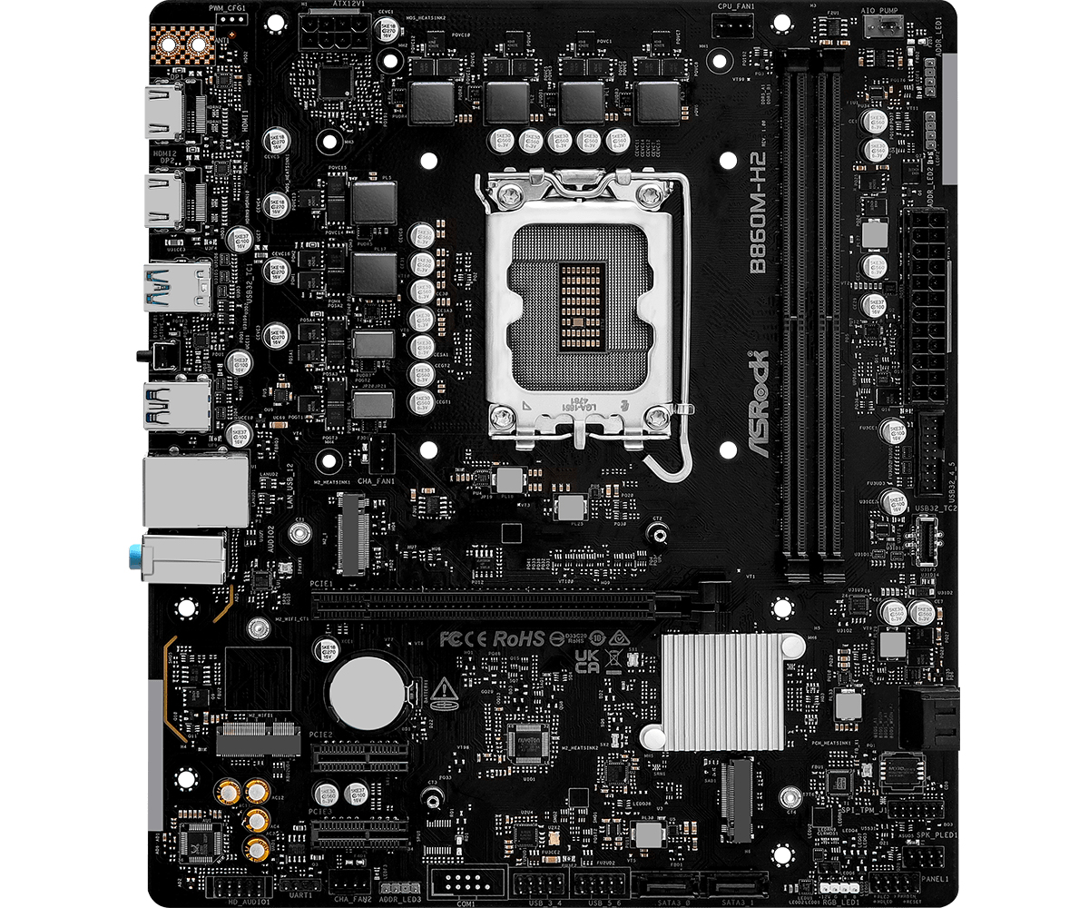 ASRock B860M-H2 - Motherboard - micro ATX - LGA1851-Sockel - B860 Chipsatz, Ansicht 2