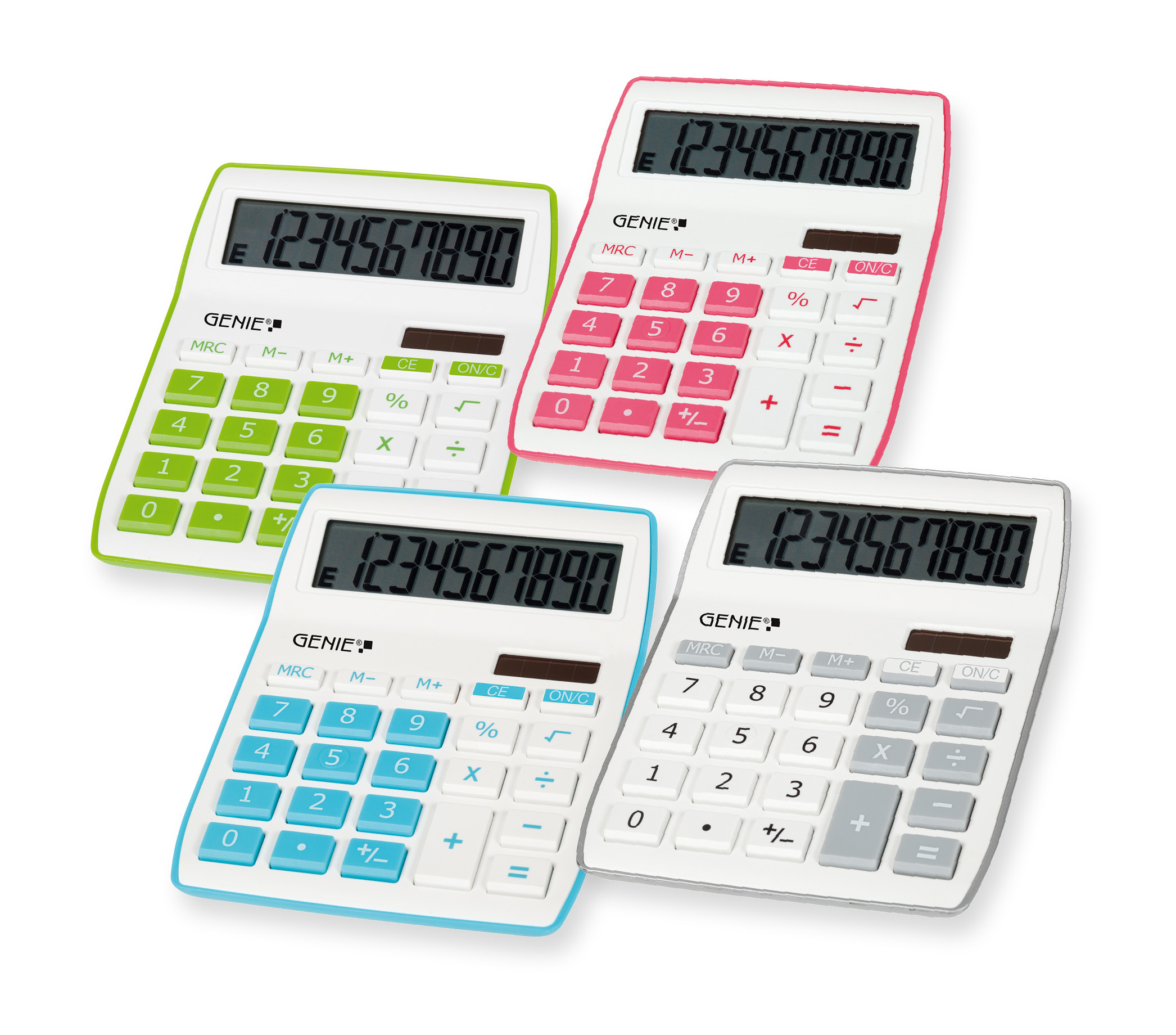 Genie 840 G - Desktop - Display-Rechner - 10 Ziffern - Display klappbar - Batterie/Solar - Grün - Weiß, Ansicht 2