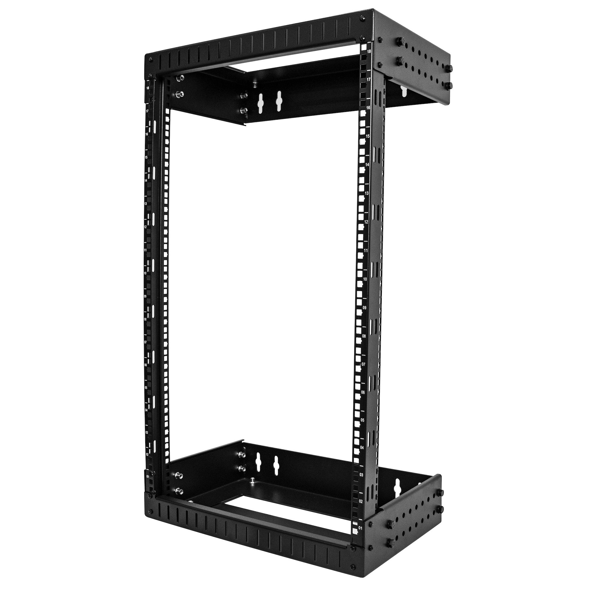 StarTech.com 18HE Netzwerkschrank 19 Zoll für Wandmontage - Einstellbare Tiefe 30 - 50 cm - 2 Pfosten Open Frame, Ansicht 2
