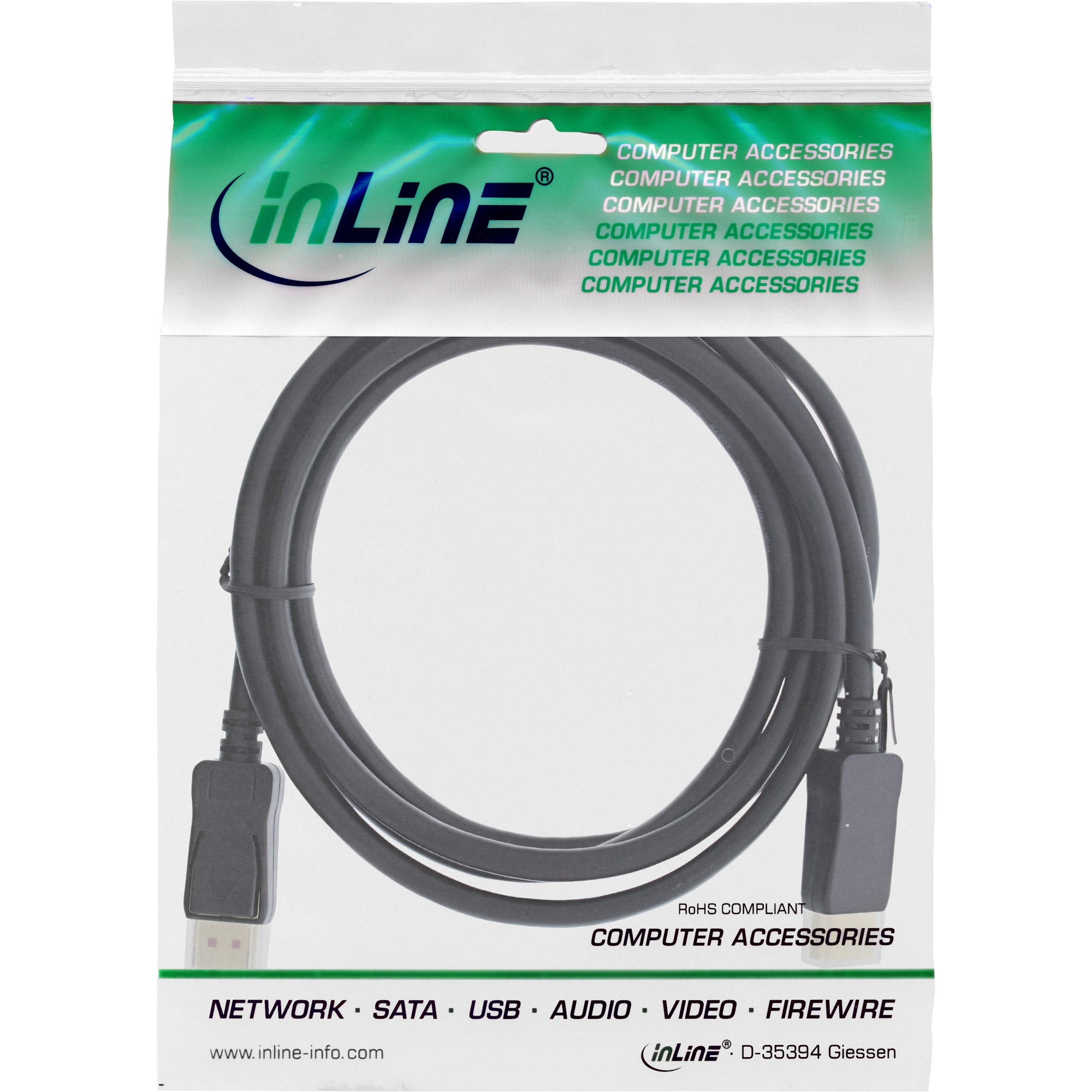 InLine DisplayPort 1.4 Kabel - 8K4K - schwarz - vergoldete Kontakte - 2m