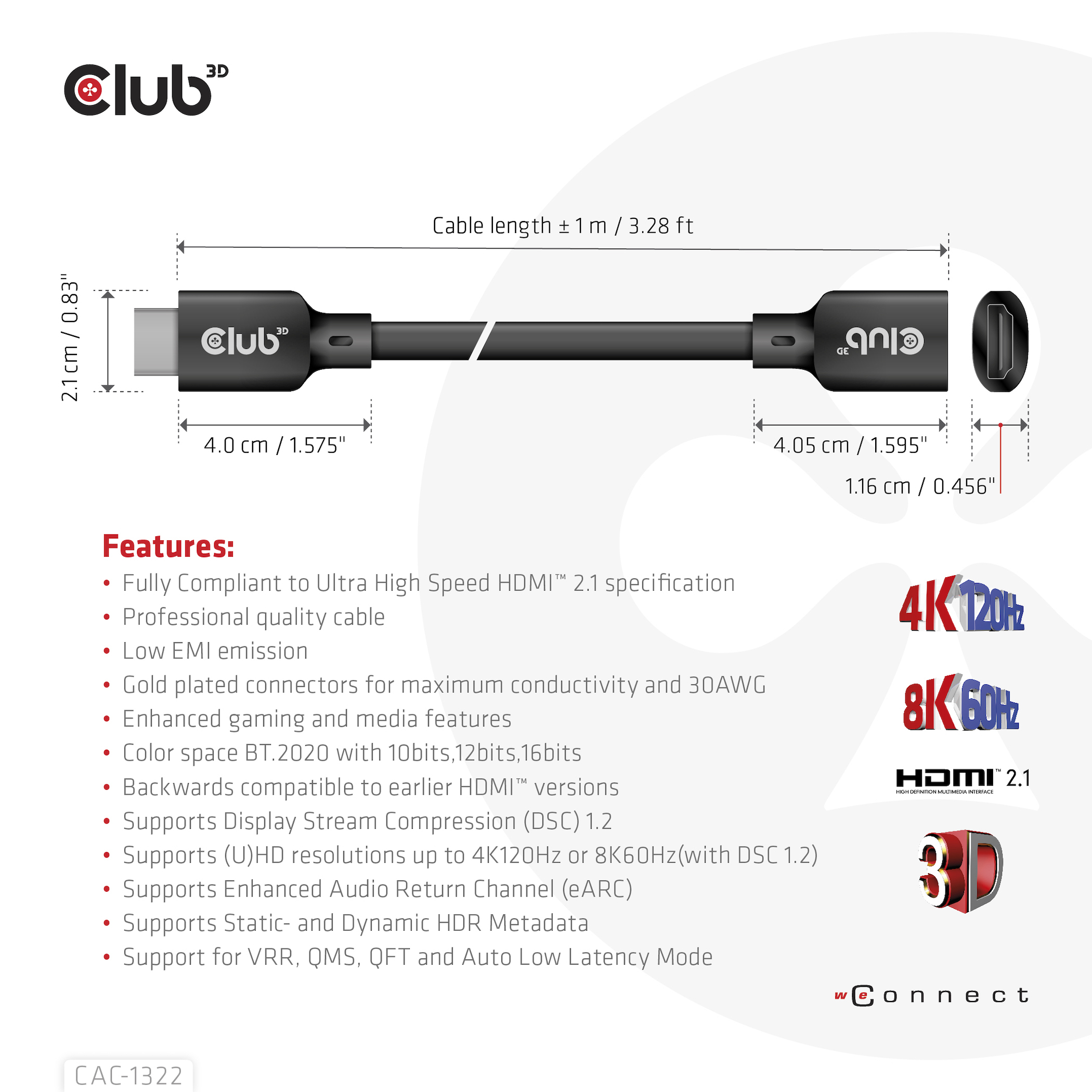 Club 3D Ultra High Speed - HDMI-Verlängerungskabel, Ansicht 4