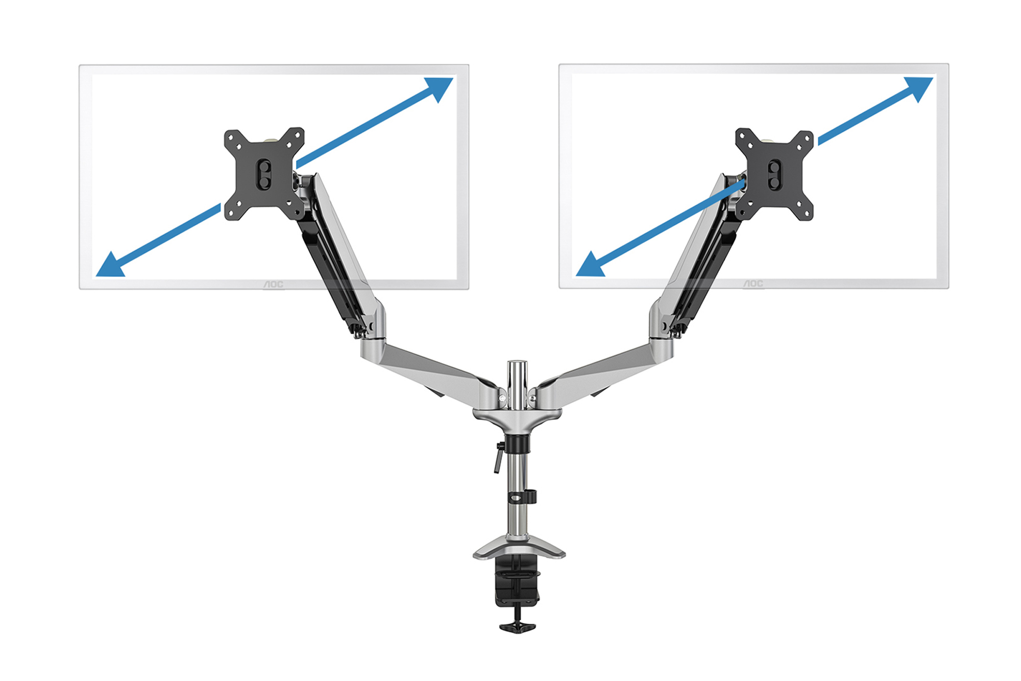 DIGITUS Universal Dual Monitorhalter mit Gasdruckfeder und Klemmbefestigung, Ansicht 2