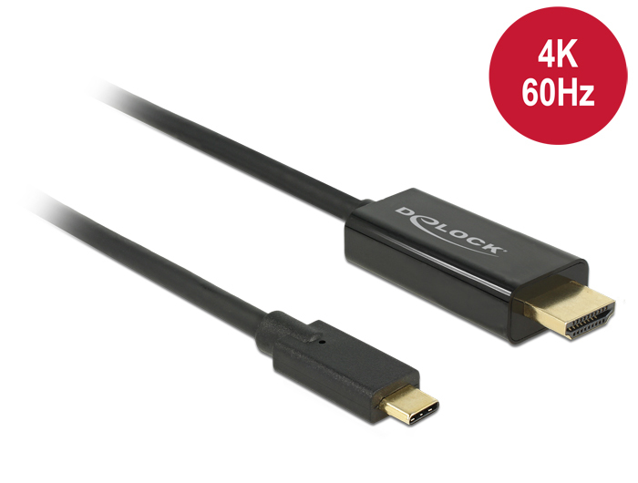 Delock 85290, 1 m, USB Typ-C, HDMI, Männlich, Männlich, Gold