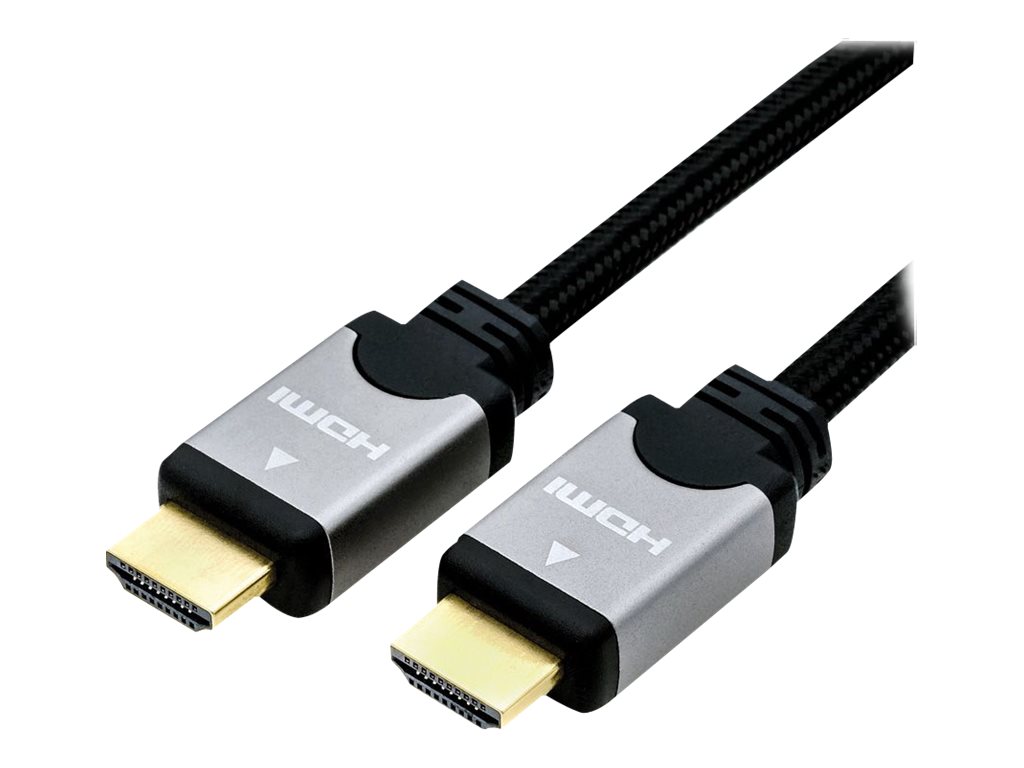 Roline High Speed - HDMI-Kabel mit Ethernet - HDMI männlich zu HDMI männlich - 5 m - Doppelisolierung - Schwarz/Silber