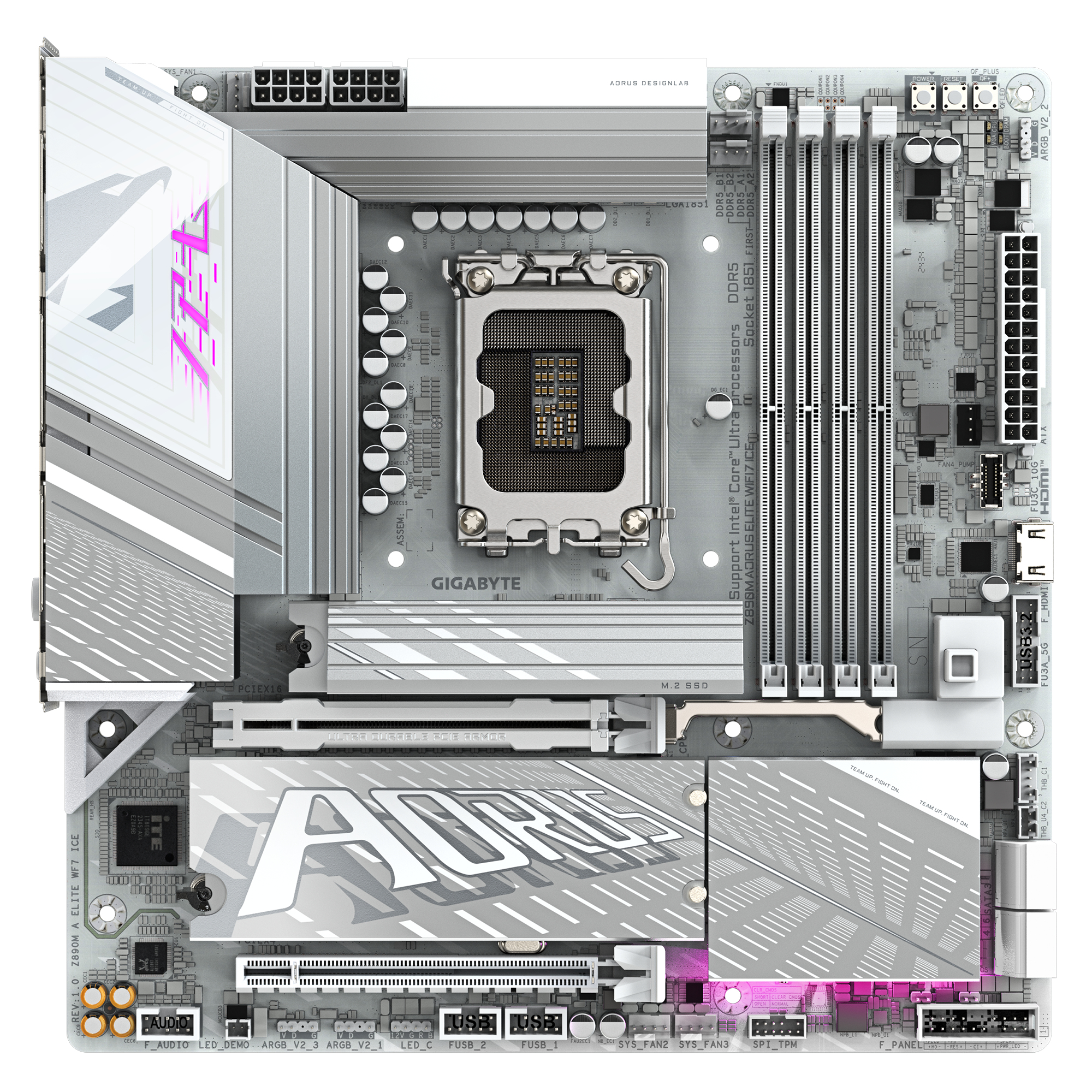 Gigabyte AORUS Z890M ELITE WIFI7 ICE - Motherboard - micro ATX - LGA1851-Sockel - Z890 Chipsatz - USB4, USB-C 3.2 Gen2, Ansicht 3