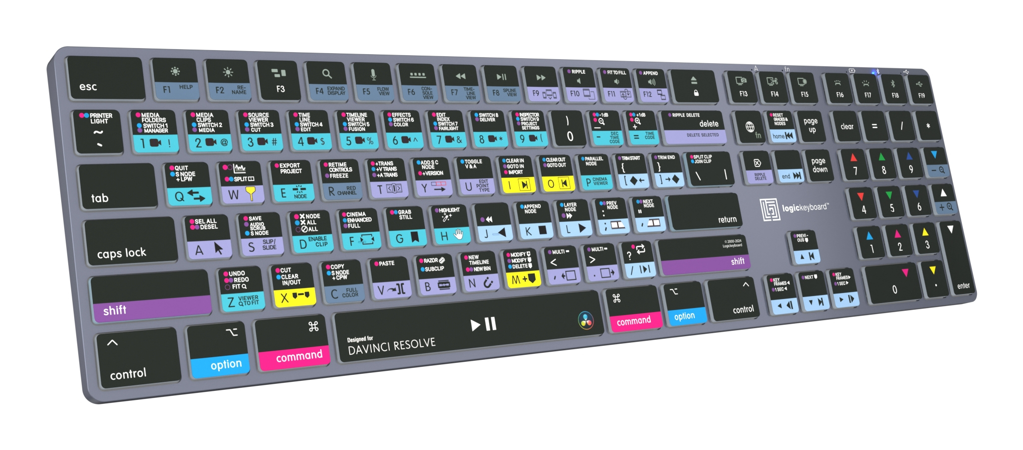Logickeyboard Davinci Resolve 18 Titan LKB-RESB-TM-FR - TL: Französisch, AZERTY, Ansicht 3
