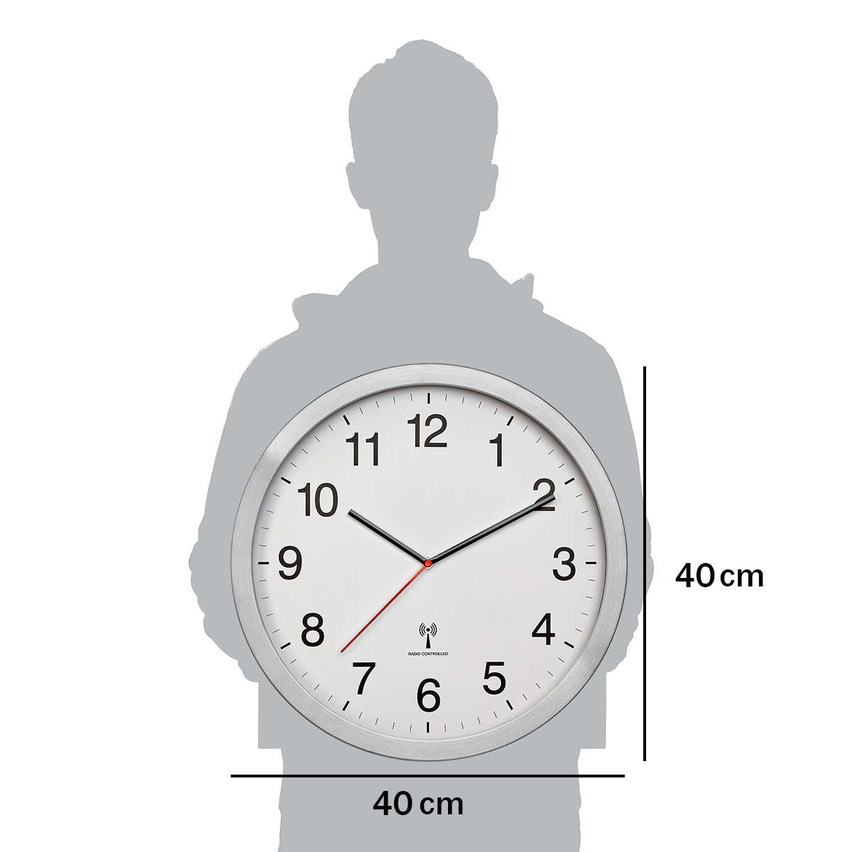 TFA 60.3545.02 Funk Wanduhr 400 mm x 50 Silber Großes Display 60.3545, Ansicht 3