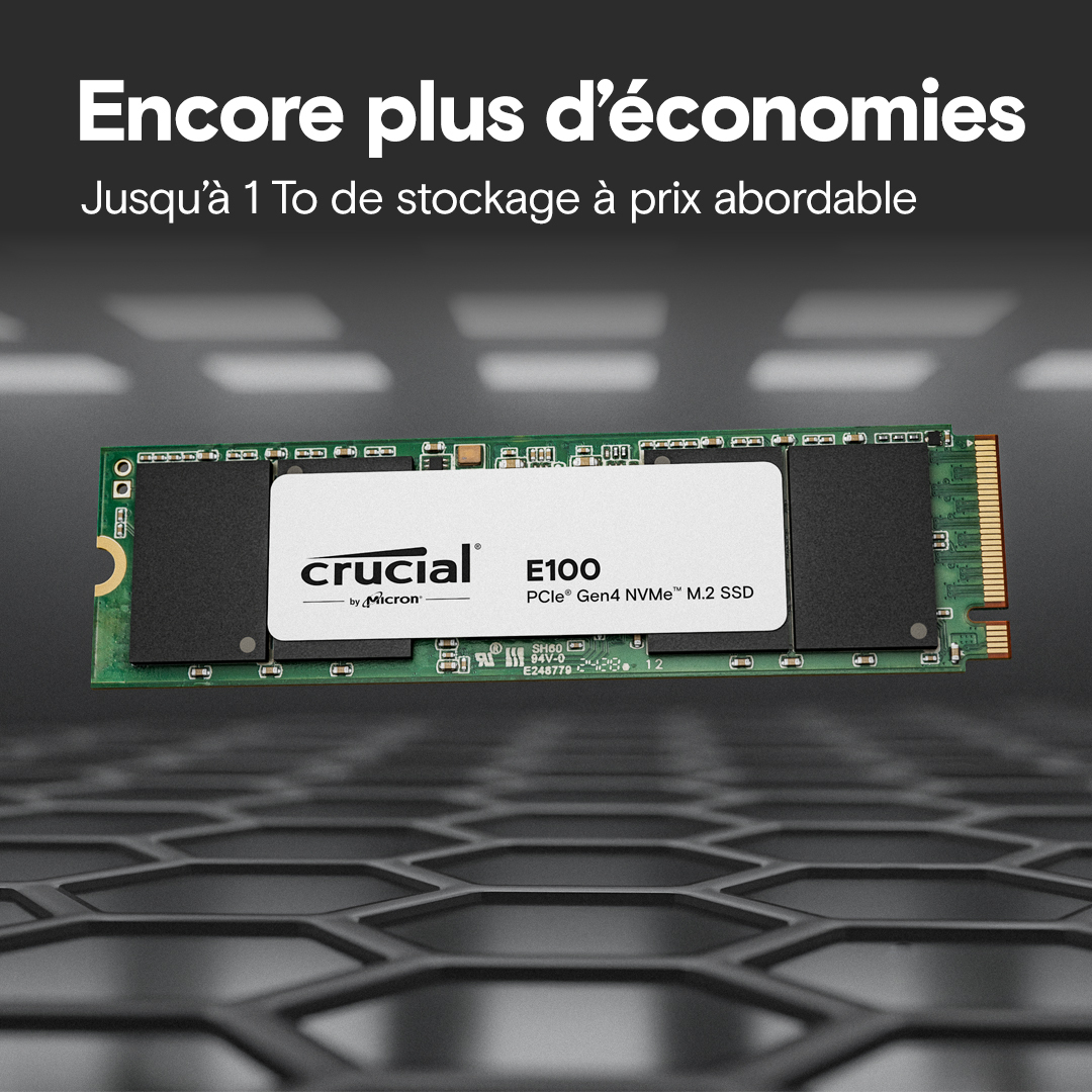 Micron Crucial E100 - SSD - 2 TB - intern - M.2 2280 - PCIe 4.0 x4 (NVMe), Ansicht 3