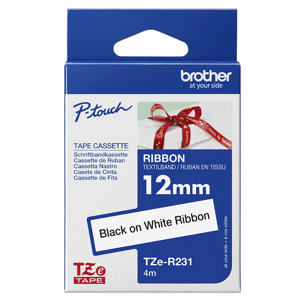 Brother TZe-R231 - Schwarz auf Weiß - Rolle (1,2 cm x 4 m), Ansicht 2