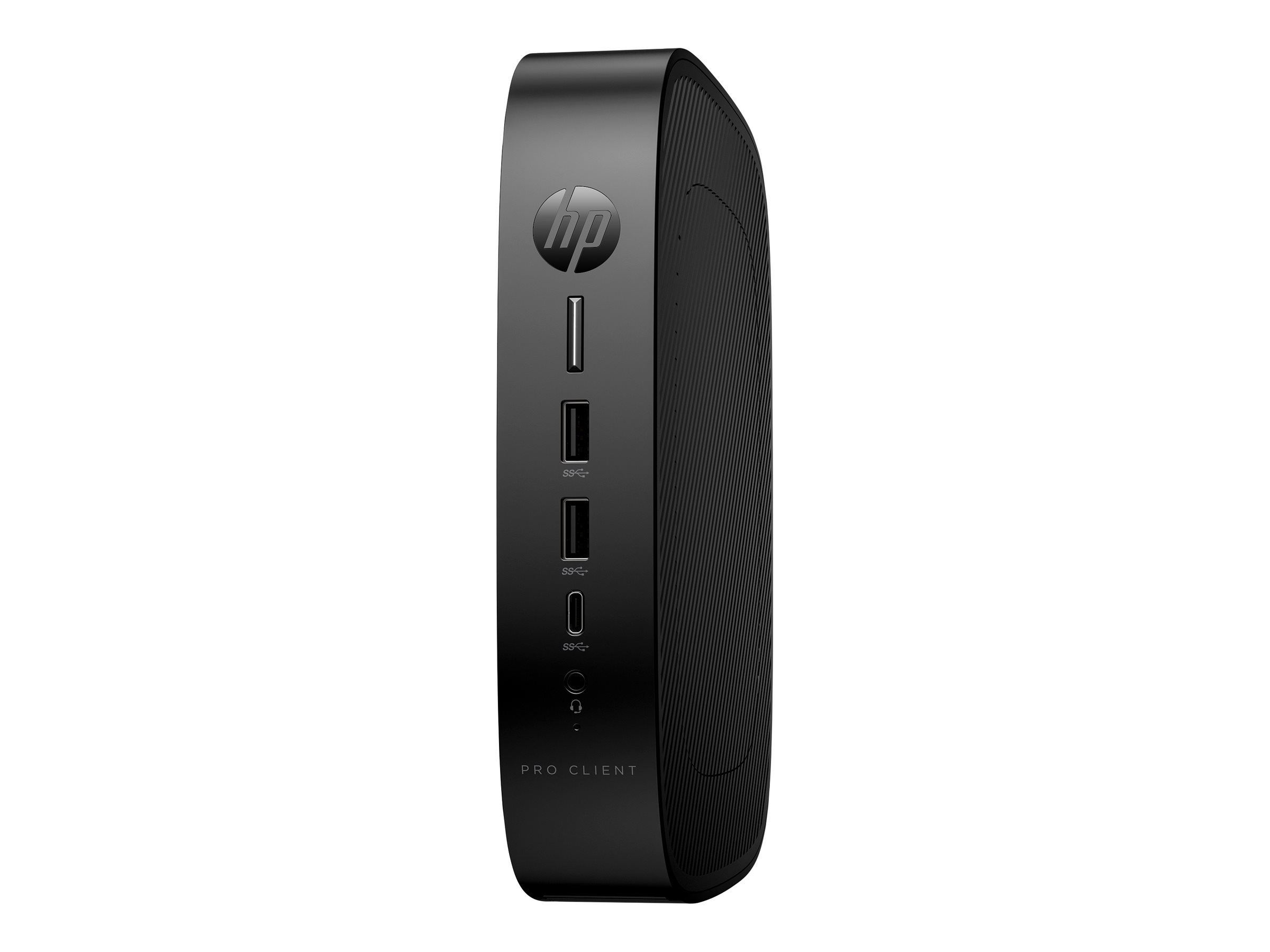 HP Pro t550 - Thin Client - USFF - 1 x Celeron J6412 / 2 GHz - RAM 8 GB - Flash 32 GB - eMMC - UHD Graphics - 1GbE, Bluetooth - WLAN: 802.11a/b/g/n/ac/ax, Bluetooth - HP ThinPro - Monitor: keiner - Tastatur: International Englisch