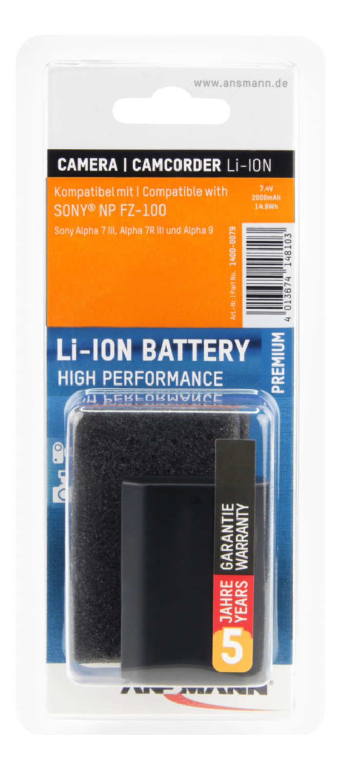 Ansmann 1400-0079 - Sony - 2000 mAh - 7,4 V - Lithium Polymer (LiPo), Ansicht 4