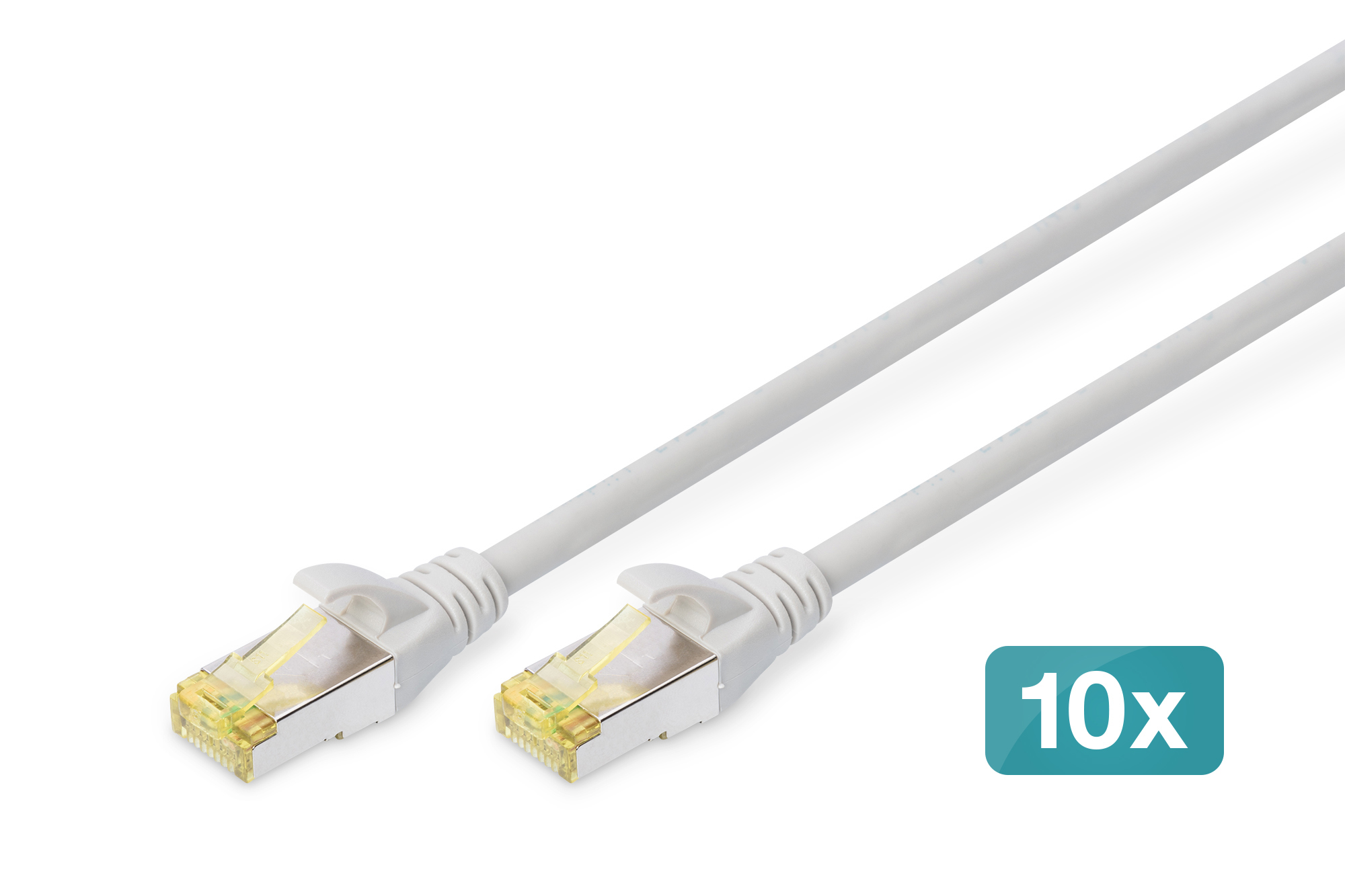 DIGITUS CAT 6A S/FTP Patchkabel, 10 Stück, 3 m, Cat6a, S/FTP (S-STP), RJ-45, RJ-45, Grau