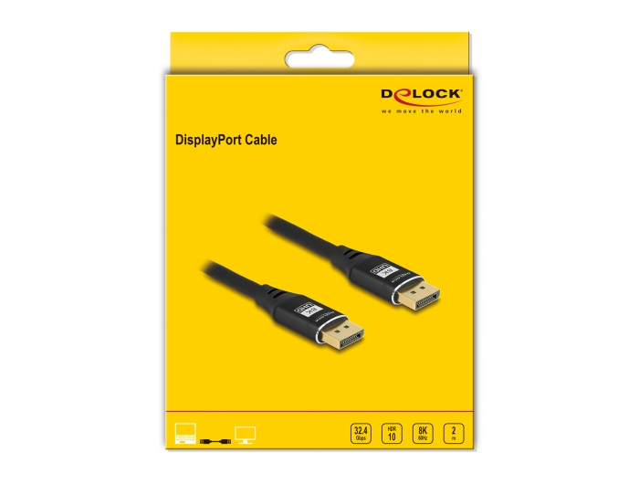 Delock DisplayPort Kabel 8K 60 Hz 2 m schwarz Metall, Ansicht 3