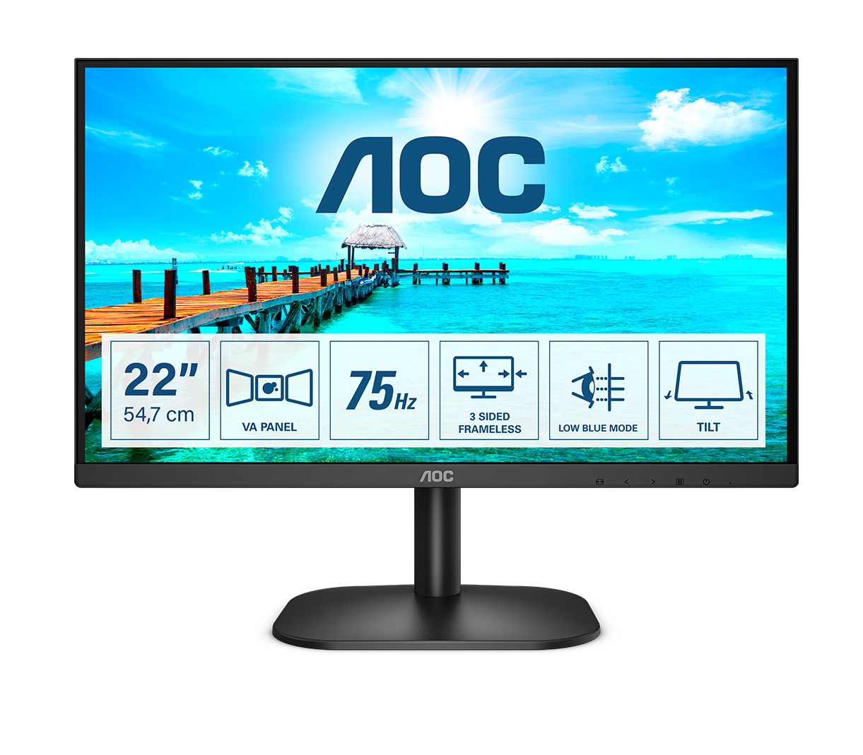 AOC B2 22B2H/EU, 54,6 cm (21.5&quot;), 1920 x 1080 Pixel, Full HD, LED, 4 ms, Schwarz