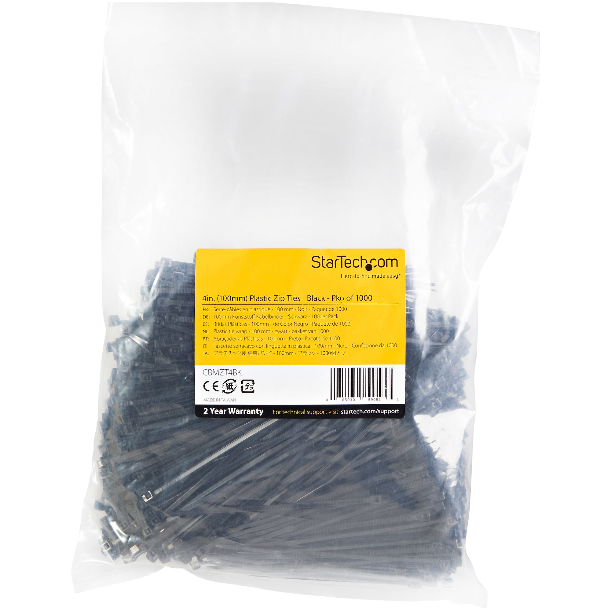 StarTech.com Kabelbinder 100x2 mm - Selbstsichernde Nylon-Kabelbinder mit Gebogener Spitze, Ansicht 2