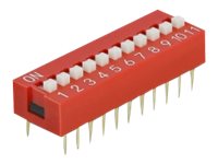 Delock DIP sliding switch 11-digit 2.54 mm pitch THT vertical - DIP-Schalter - Rot (Packung mit 5)