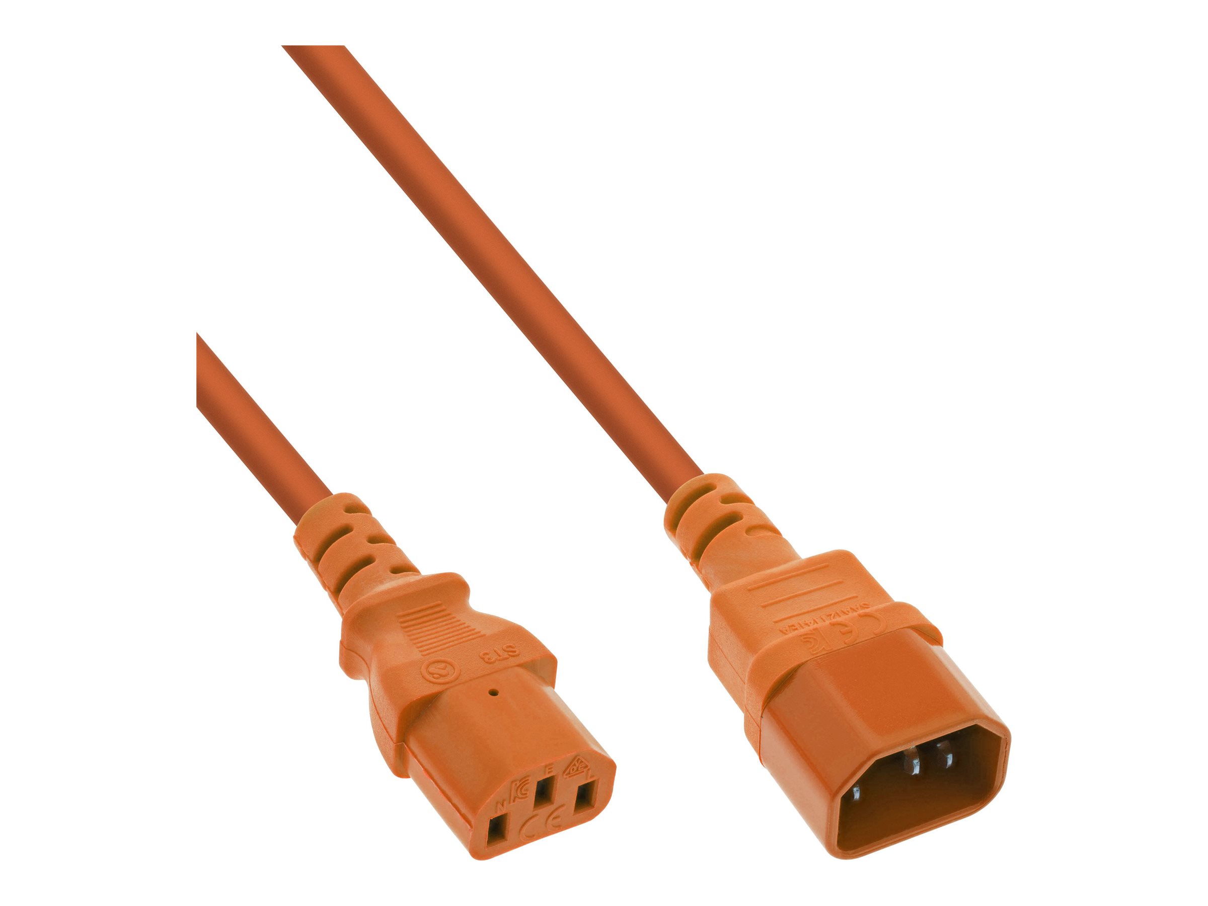 InLine Kaltgeräteverlängerung - C13 auf C14 - orange - 03m