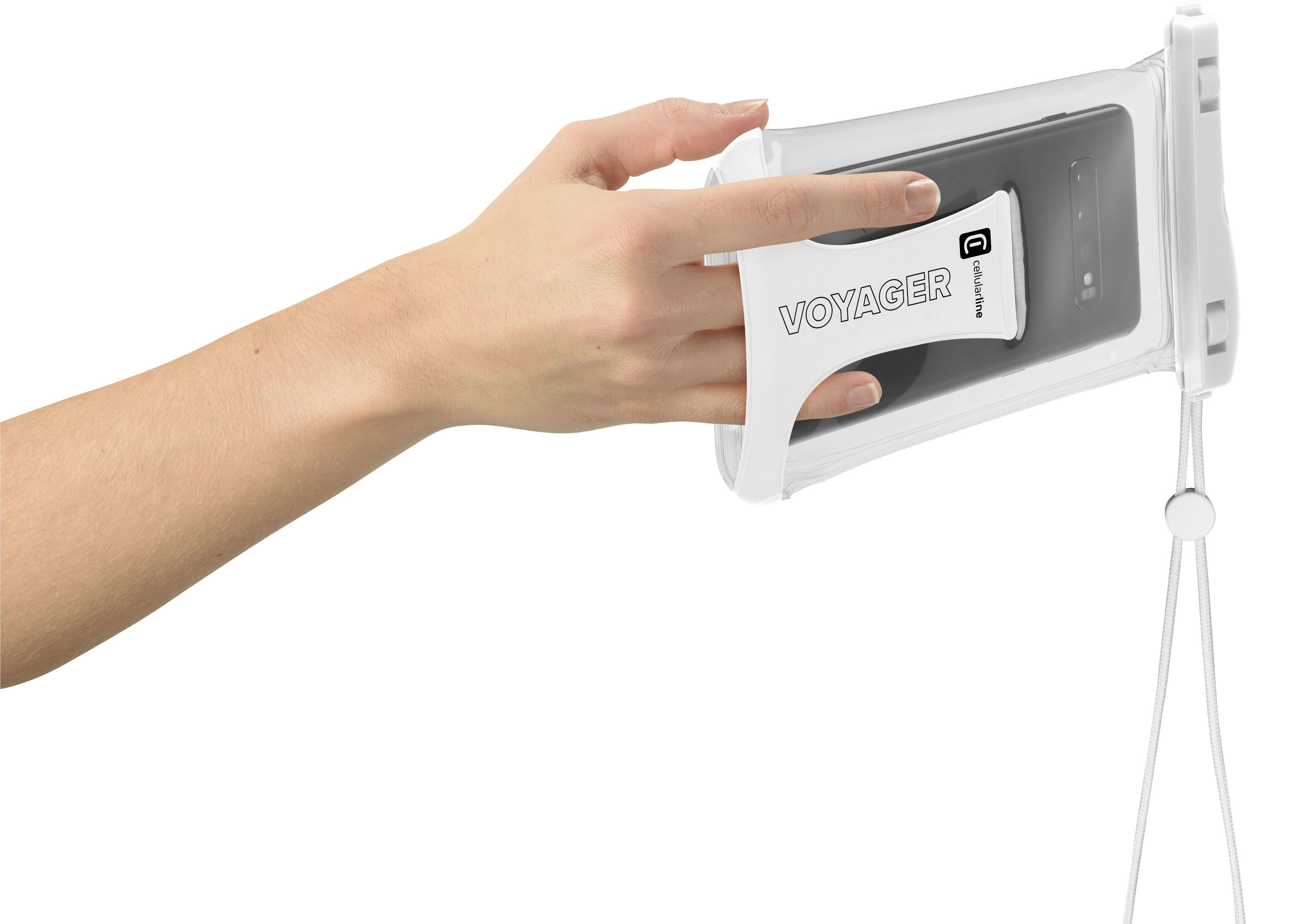 Cellularline Voyager - Universal Wasserfeste Schutzhülle für Smartphones - Beuteltasche - Universal - 80 x 165 mm - Weiß, Ansicht 3