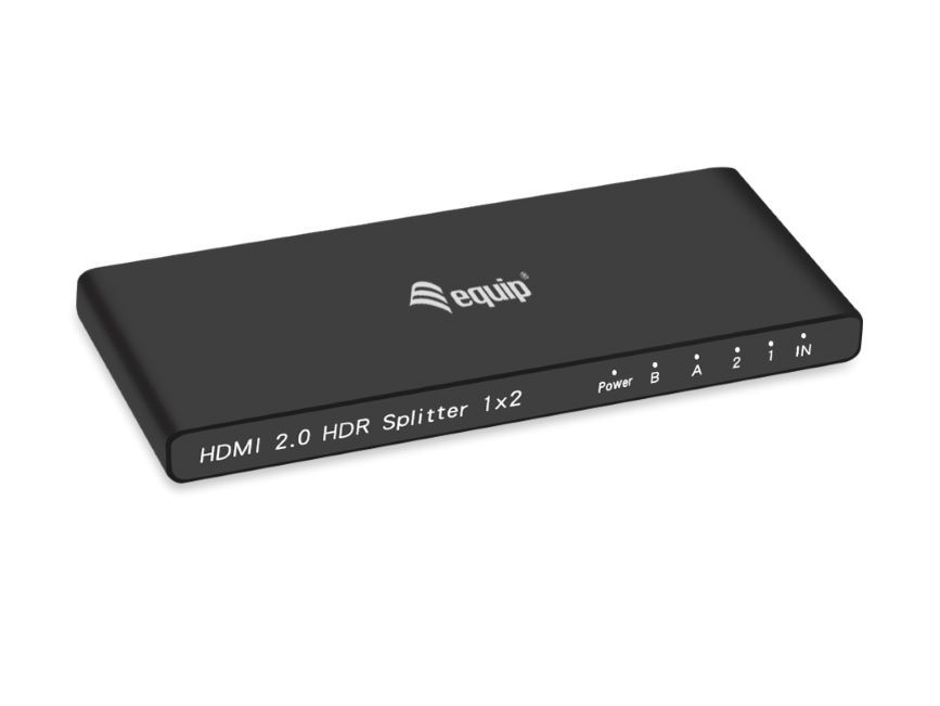 Equip Ultra-Slim 2-Port HDMI 2.0 Splitter - HDMI - 2x HDMI - 3840 x 2160 Pixel - Schwarz - Aluminium - 4K Ultra HD, Ansicht 2