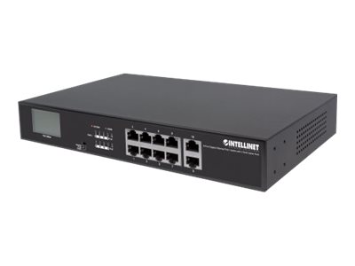 Intellinet 8-Port Gigabit Ethernet PoE+ Switch with 2 RJ45 Gigabit Uplink Ports and LCD Screen LCD Display IEEE 802.3ataf Power over Ethernet (PoE+PoE)
