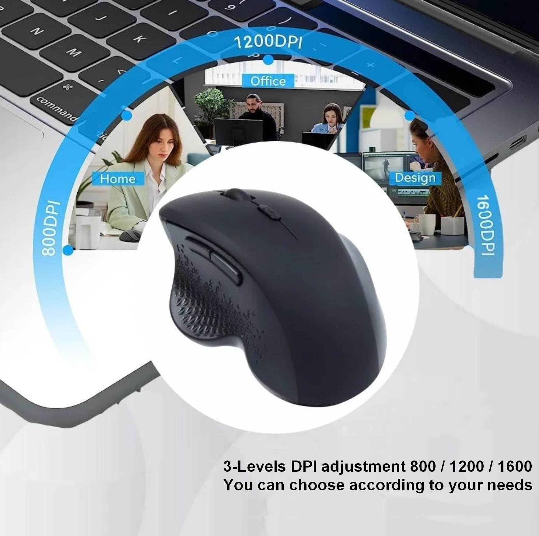 Equip Komfortmaus Wireless Dual Mode 6Btn Rechts schwarz, Ansicht 4