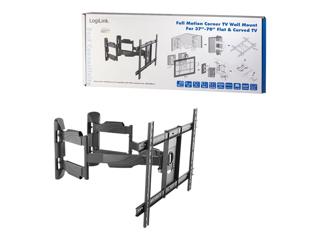LogiLink Full Motion Corner TV Wall Mount - Aufstellung - einstellbarer Arm - für Fernseher und Monitor - kaltgewalzter Stahl - Bildschirmgröße: 94-177.8 cm (37"-70")