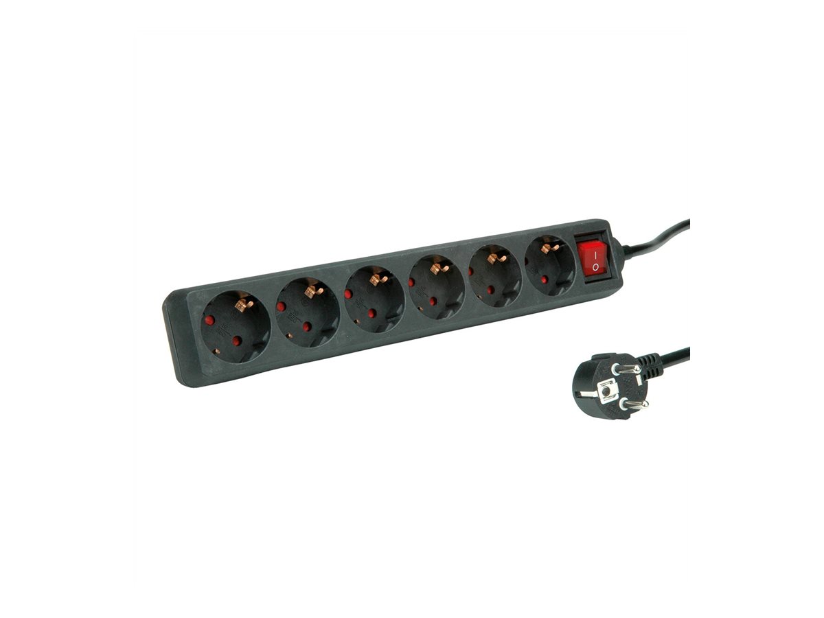 ROLINE Steckdosenleiste - Wechselstrom 250 V - 3600 Watt - Eingabe, Eingang CEE 7/4 - Ausgangsanschlüsse: 6 (3 x CEE 7/4)