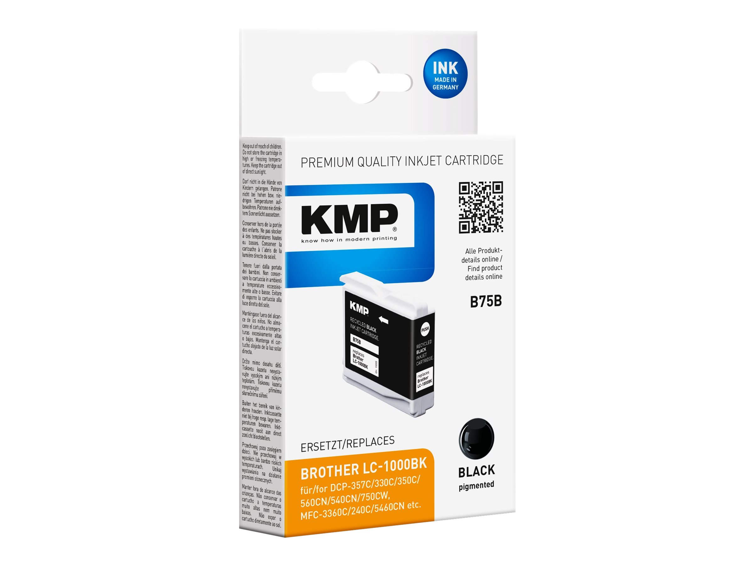 KMP B75B - 16.3 ml - Schwarz - kompatibe