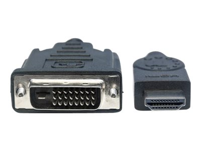 Manhattan HDMI to DVI-D 24+1 Cable, 3m, Male to Male, Black, Dual Link, Compatible with DVD-D, Lifetime Warranty, Polybag