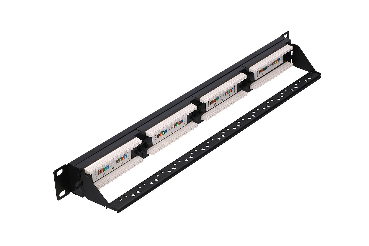 Extralink EX.9809 - 10/100/1000Base-T(X) - Kupfer - Cat5e - Schwarz - Rackeinbau - 1U, Ansicht 2