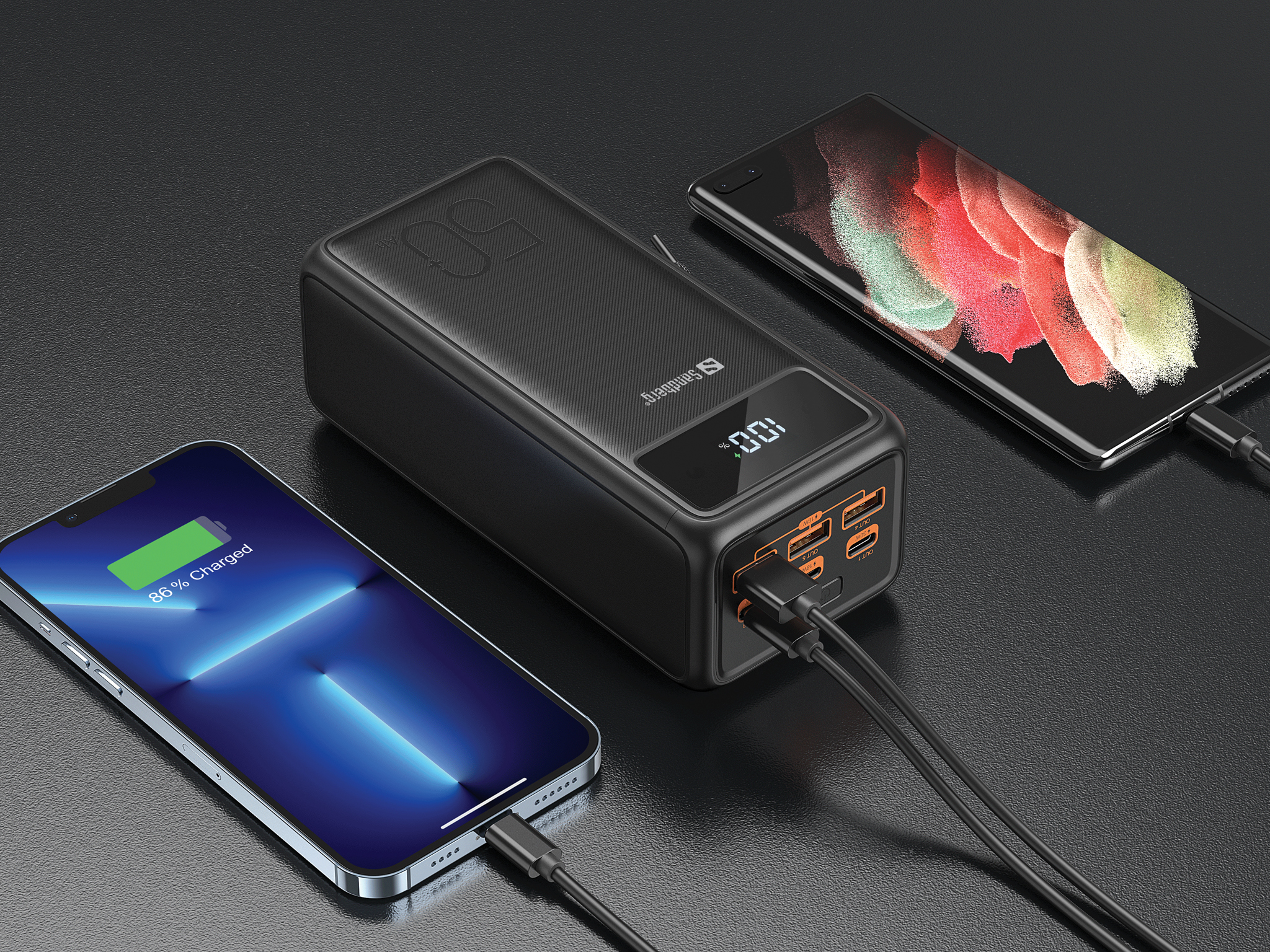 SANDBERG Active - Powerbank - 50000 mAh - 185 Wh - 5 A - 3 Ausgabeanschlussstellen (USB), Ansicht 4